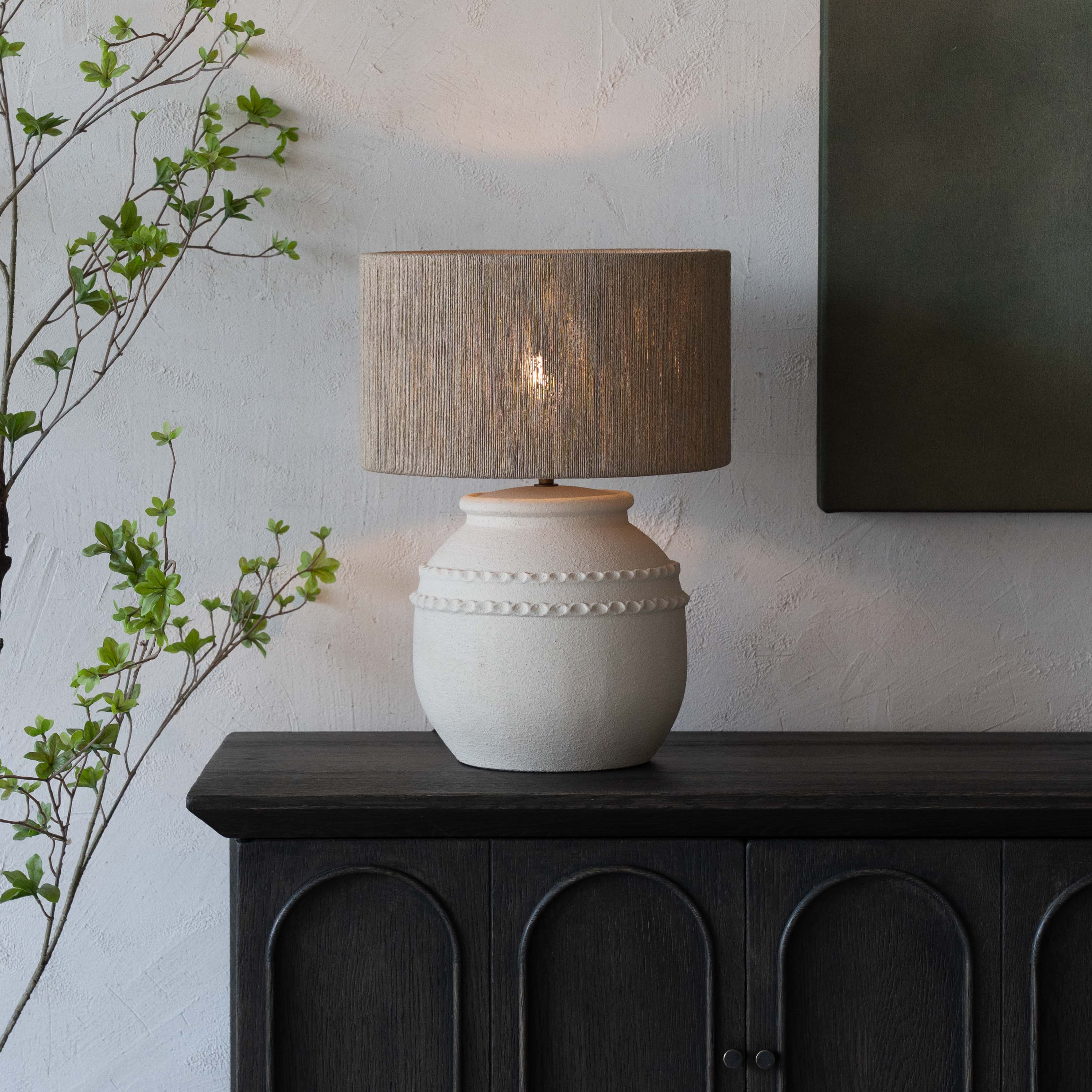 Solana Cement Pot Base Jute Shade Wabi Sabi Table Lamp - CT-457 - Table Lamps - WS Living Furniture  Furniture Store in Dubai