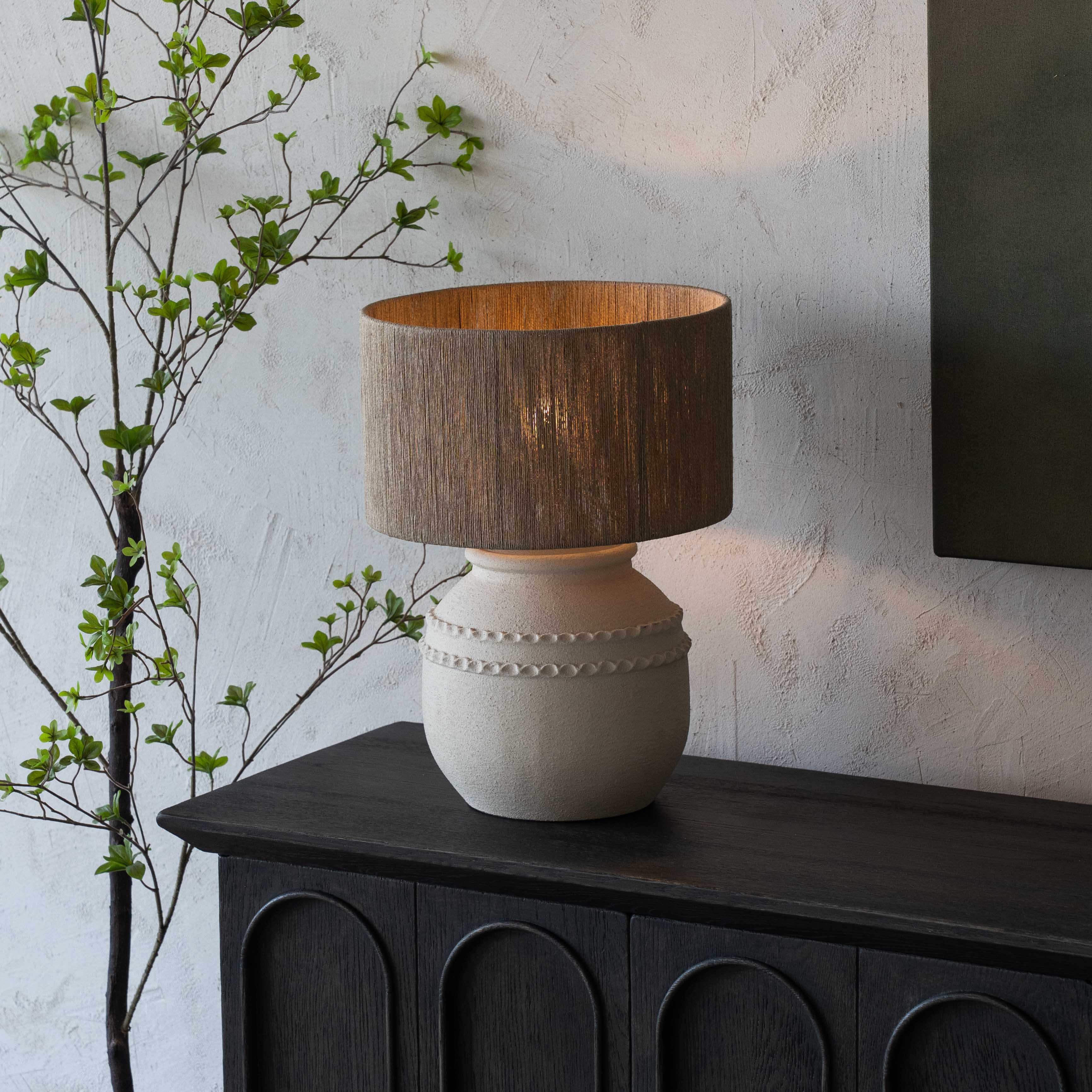 Solana Cement Pot Base Jute Shade Wabi Sabi Table Lamp - CT-457 - Table Lamps - WS Living Furniture  Furniture Store in Dubai