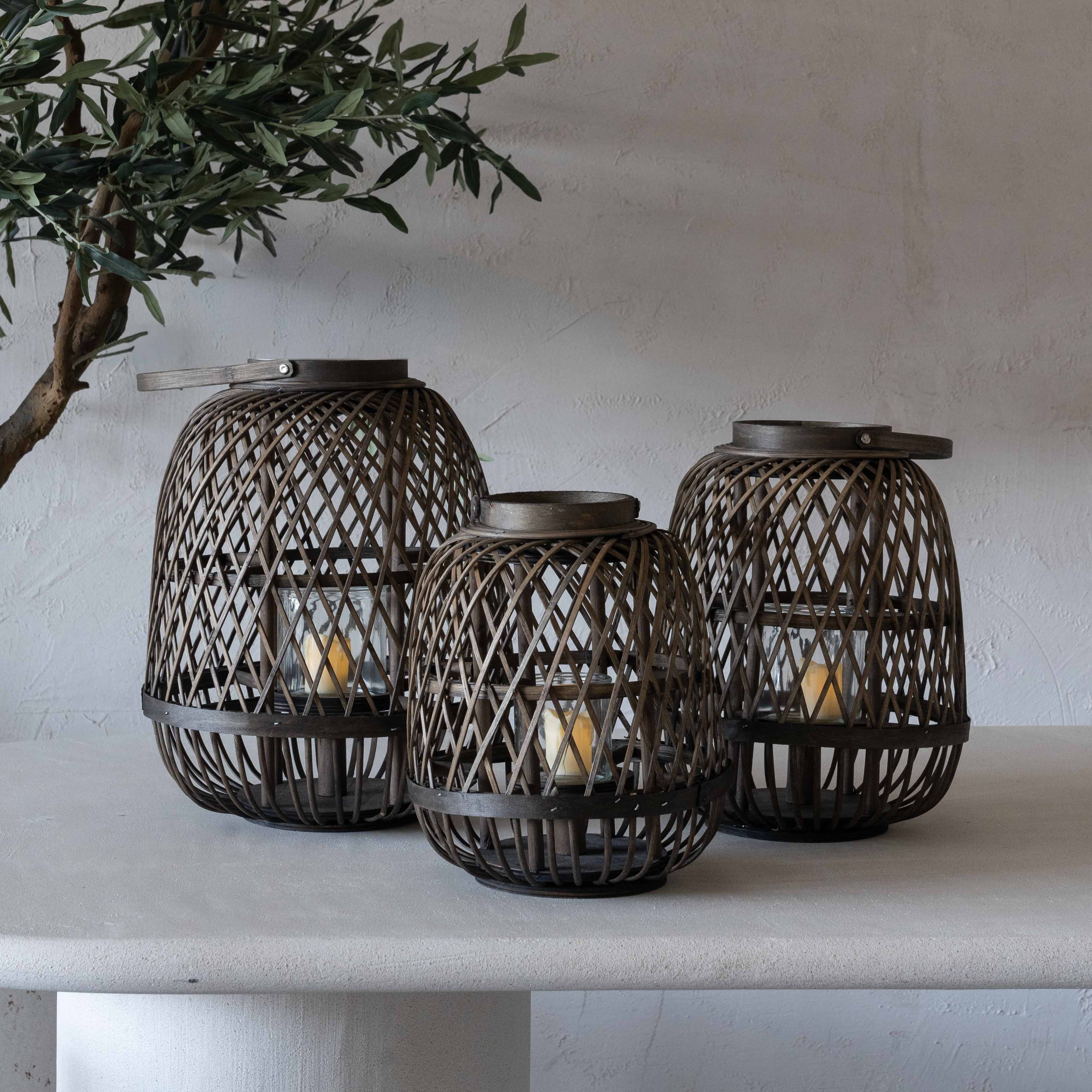 Nomad Classic Dark Wood Candle Holder | Lantern with Glass - Candle Holders - WS Living Furniture Furniture Store in Dubai
