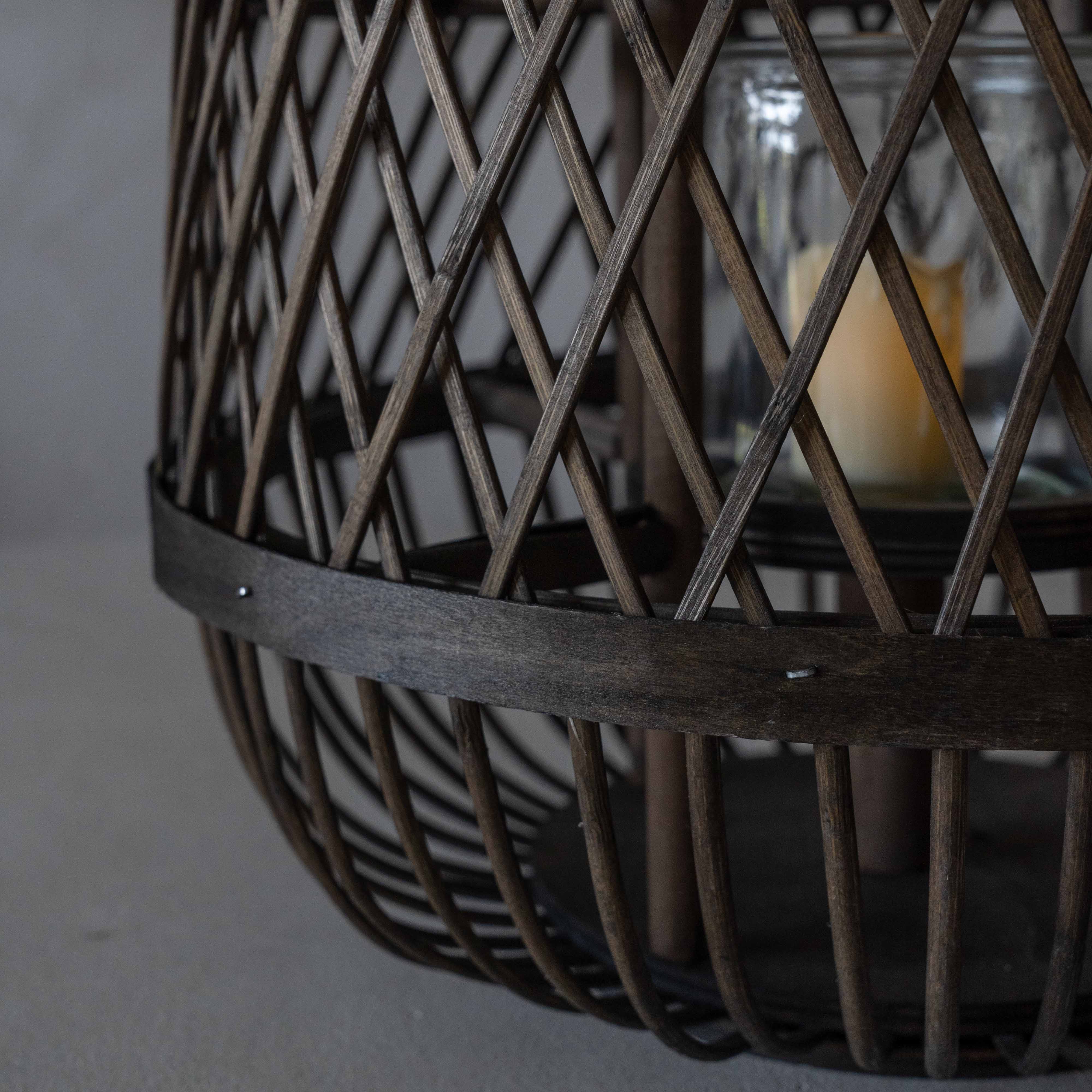 Nomad Classic Dark Wood Candle Holder | Lantern with Glass - Candle Holders - WS Living Furniture Furniture Store in Dubai