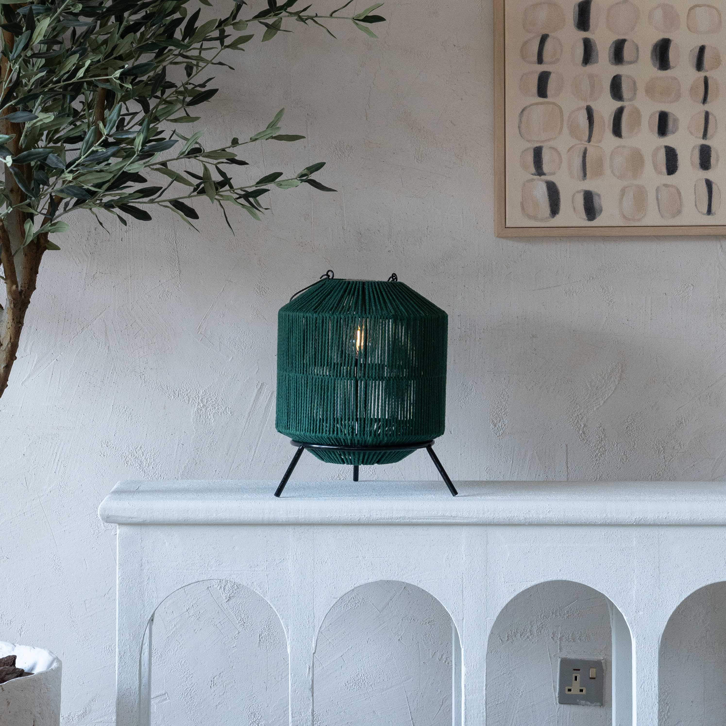 Lunar hues Green Cotton Rope Table Lamp | Classic Table Lamp - Table Lamp - WS Living - UAE Home Furniture Stores in Dubai