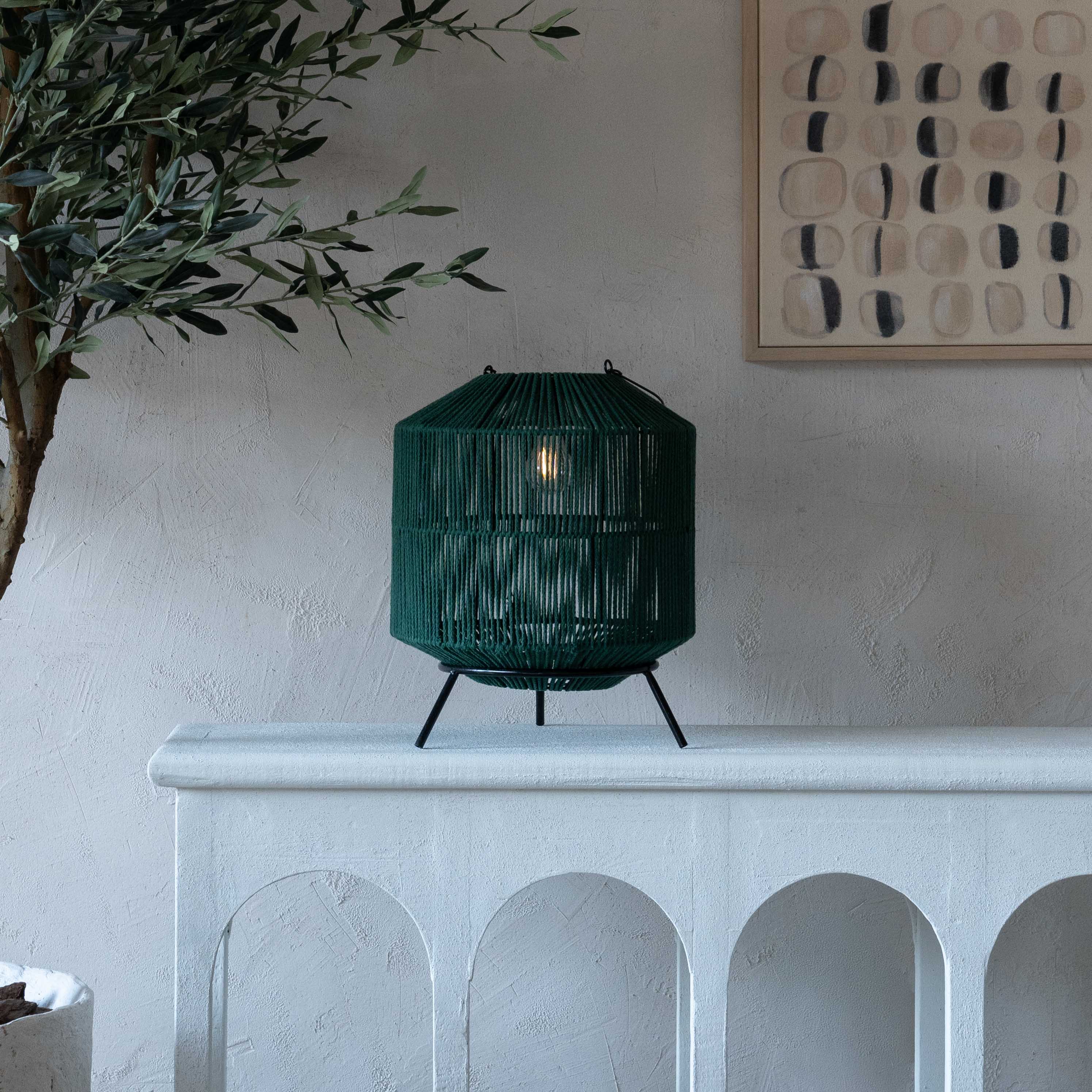 Lunar hues Green Cotton Rope Table Lamp | Classic Table Lamp - Table Lamp - WS Living - UAE Home Furniture Stores in Dubai