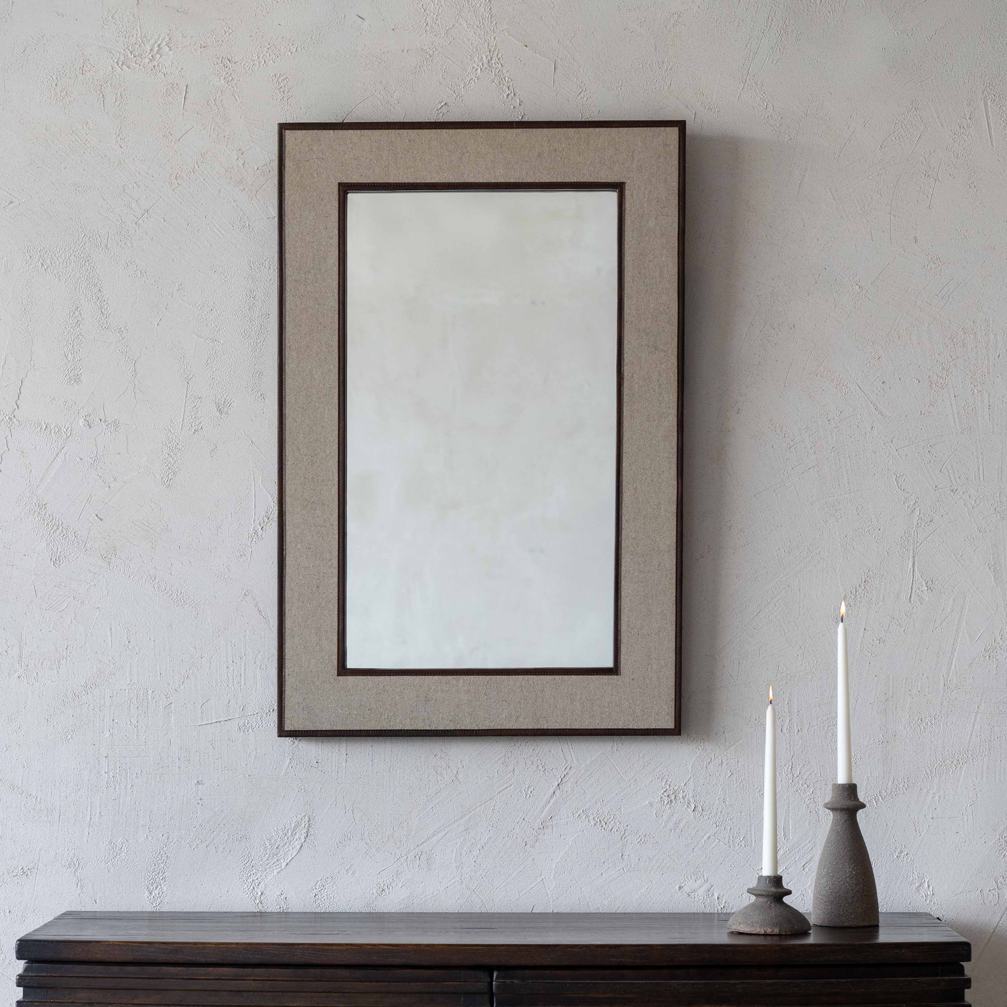 Vivid Nordic Mirror With Leather Border Wall Mirror - CW-12562 - Mirror - WS Living Furniture Home Furniture Stores in Dubai