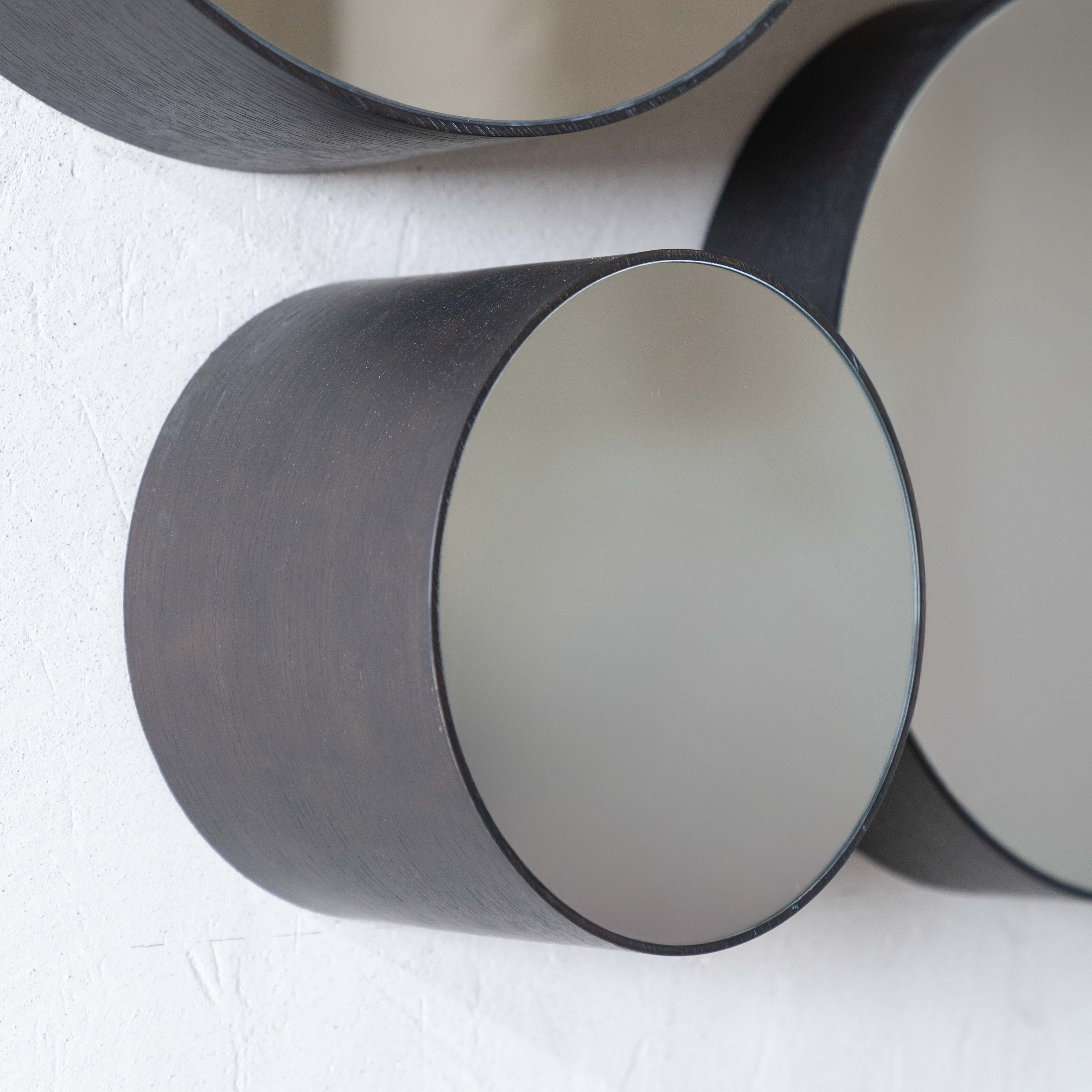 Zarina Stained Wenge Modern Round Wall Hanging Mirror - Mirror - WS Living - UAE Home Furniture Stores in Dubai