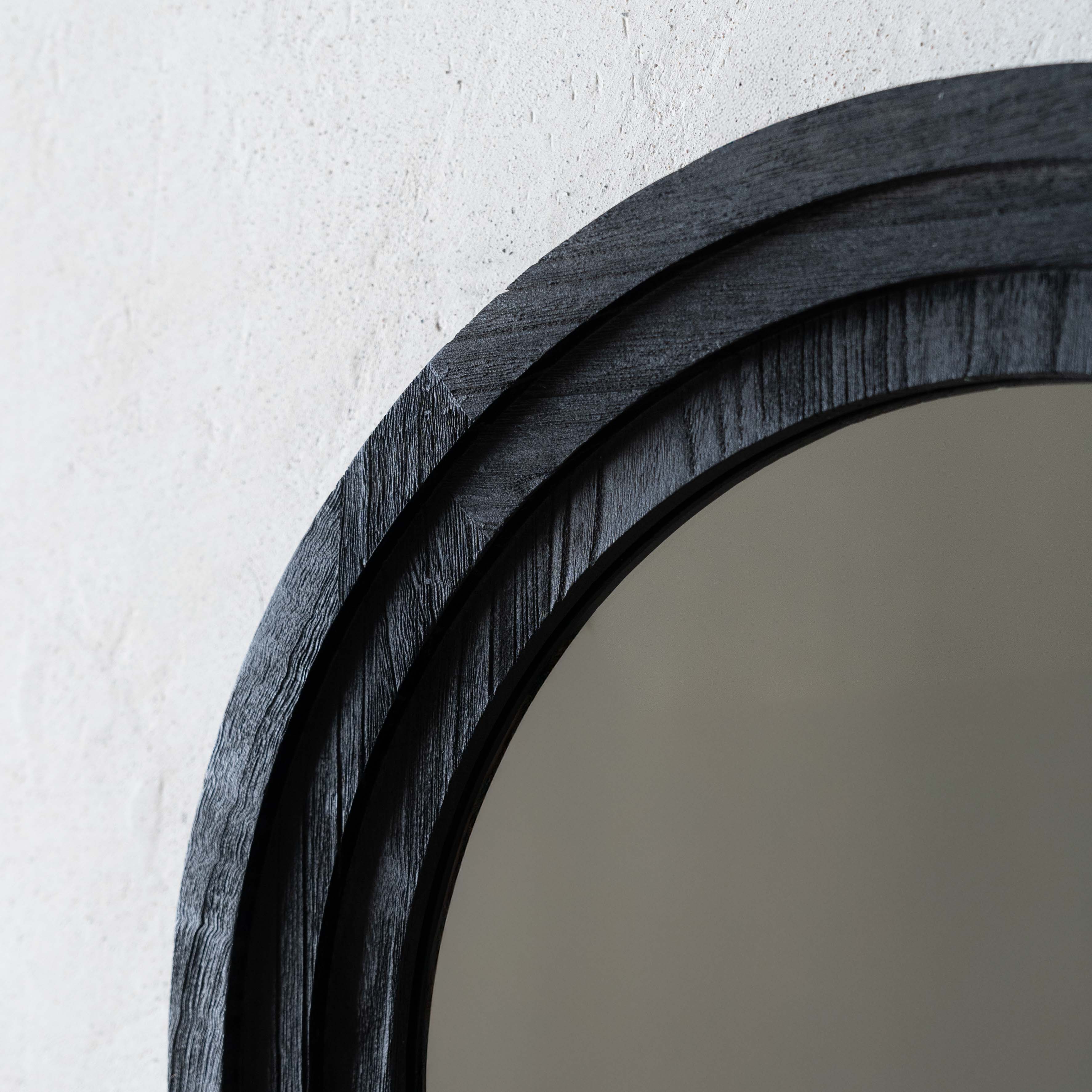 Lamar Solid Wood Arch Classic Floor & Wall Hanging Black Mirror - Mirrors - WS Living Furniture Furniture Store in Dubai
