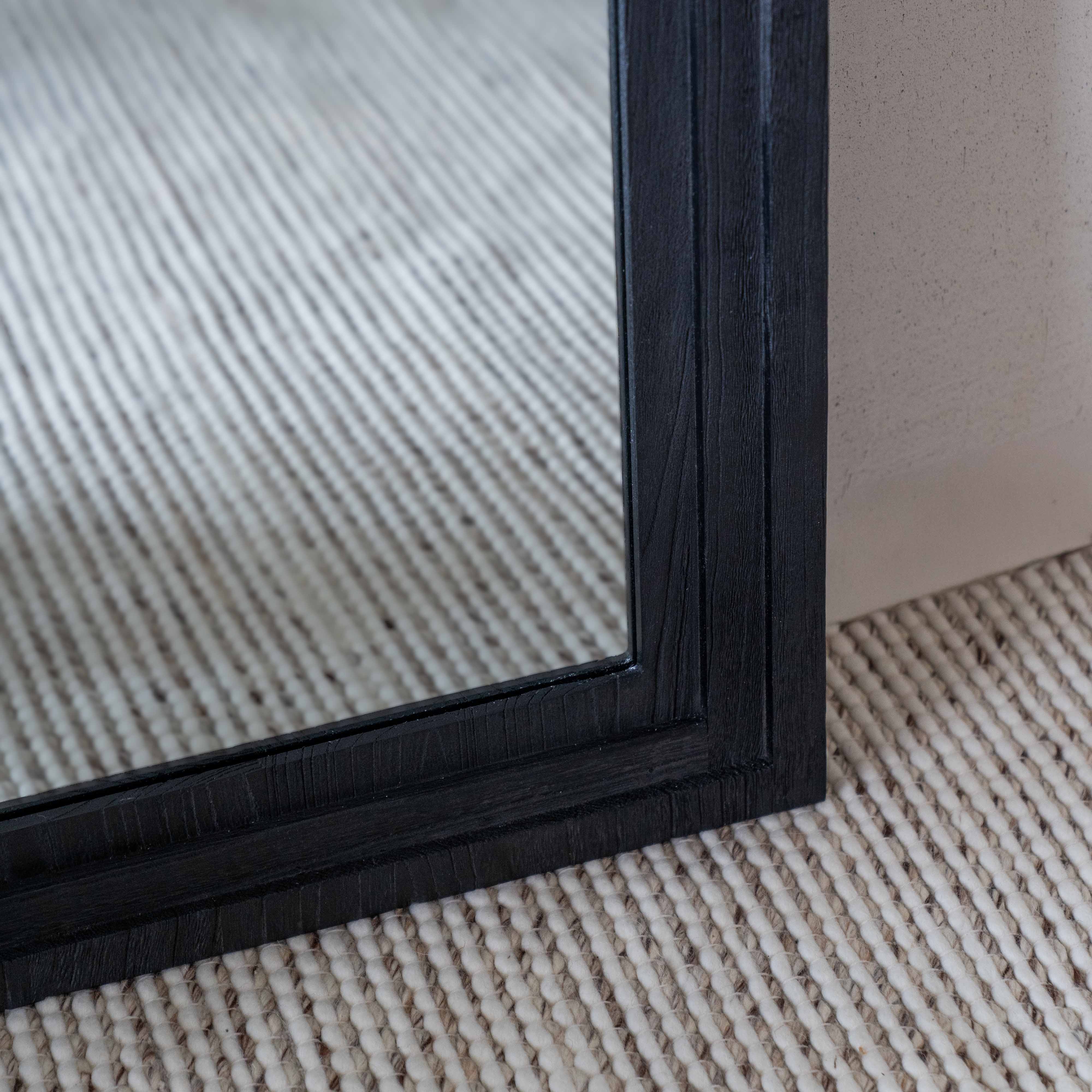 Lamar Solid Wood Arch Classic Floor & Wall Hanging Black Mirror - Mirrors - WS Living Furniture Furniture Store in Dubai
