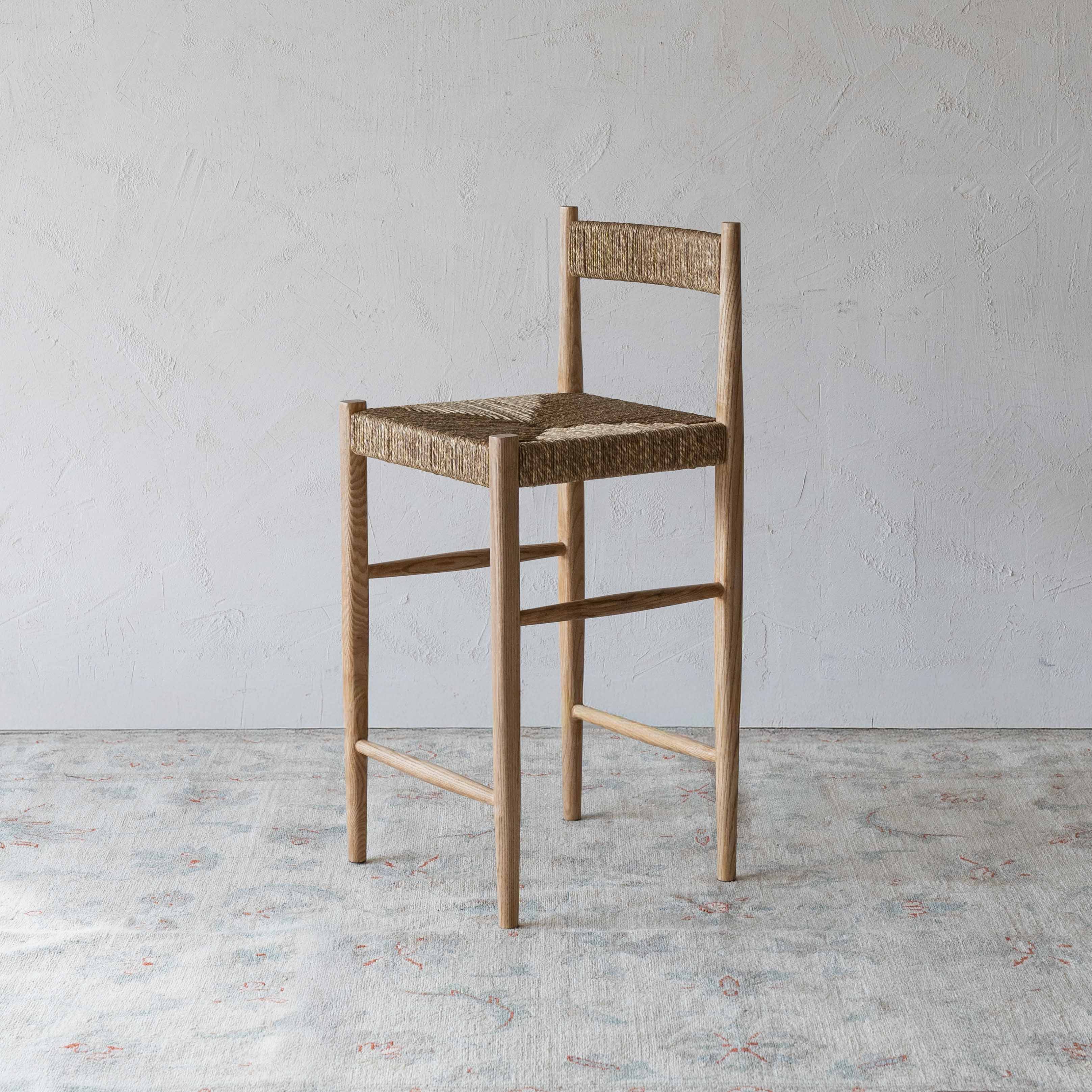 Naya Natural Ash Wood & Sea Grass Rattan Bar Stool - Bar Stool - WS Living Furniture Home Furniture Stores in Dubai