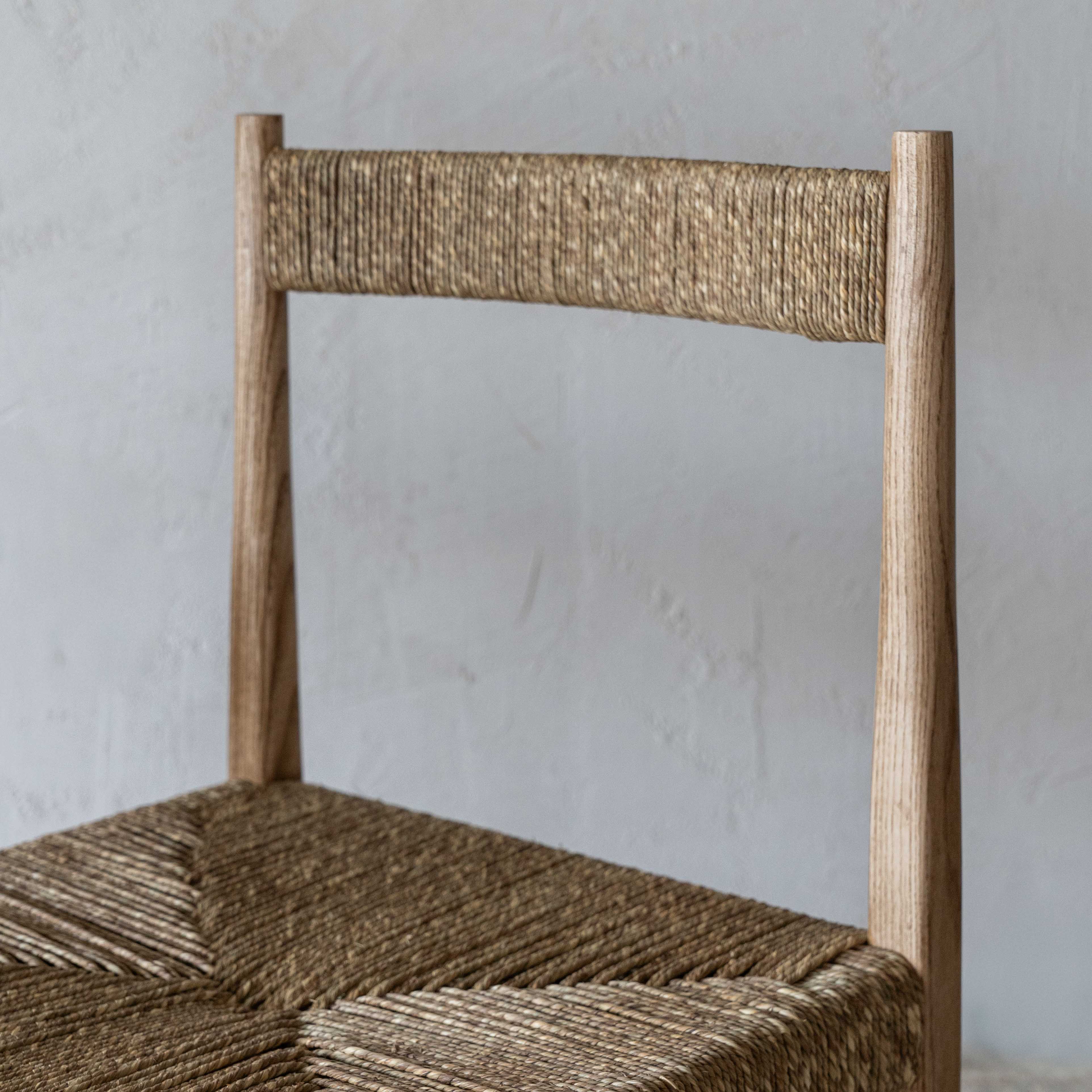 Naya Natural Ash Wood & Sea Grass Rattan Bar Stool - Bar Stool - WS Living Furniture Home Furniture Stores in Dubai