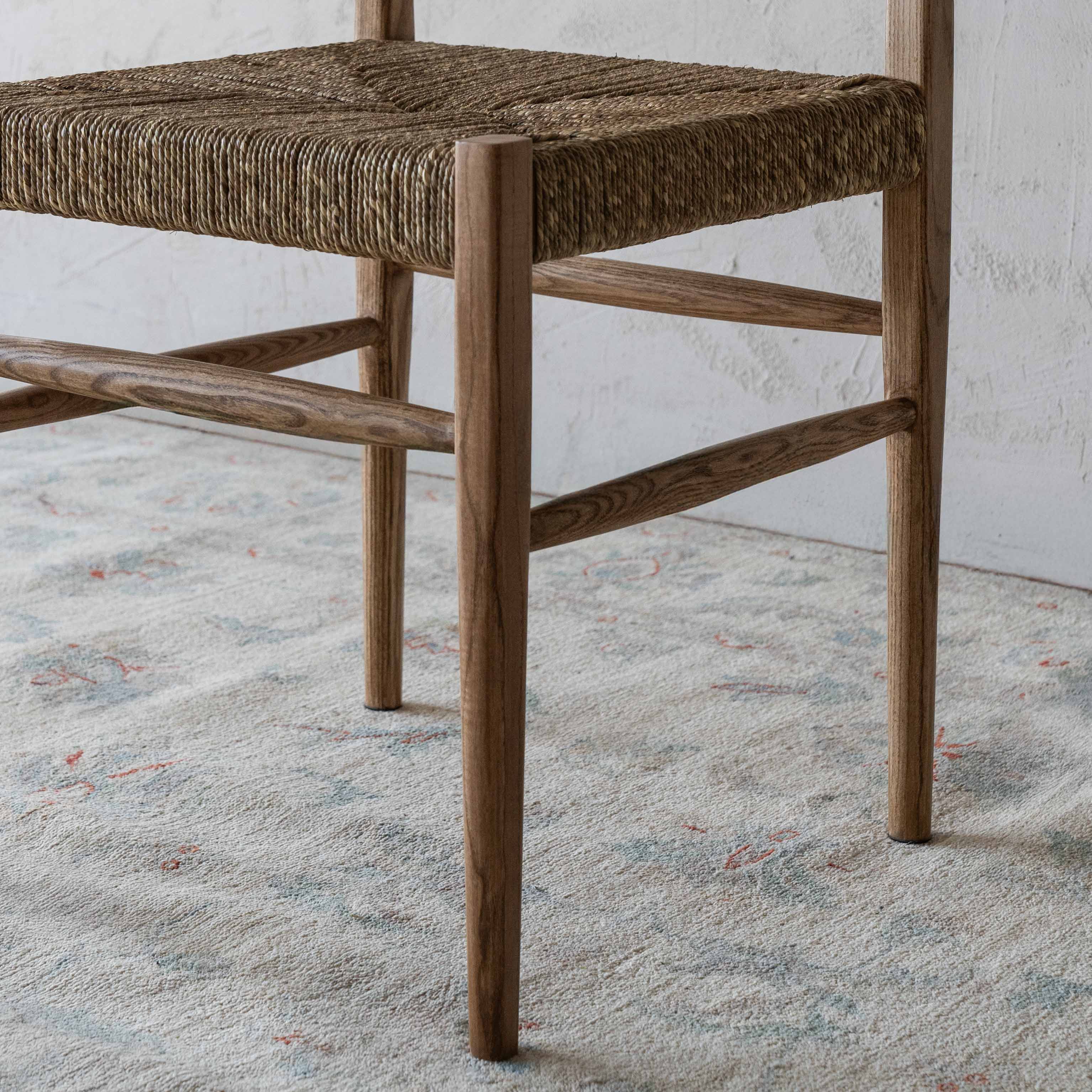 Ayra Ash Wood Sea Grass Rattan Dining Chair - SE-56893 - Dining Chairs - WS Living Furniture Furniture Store in Dubai