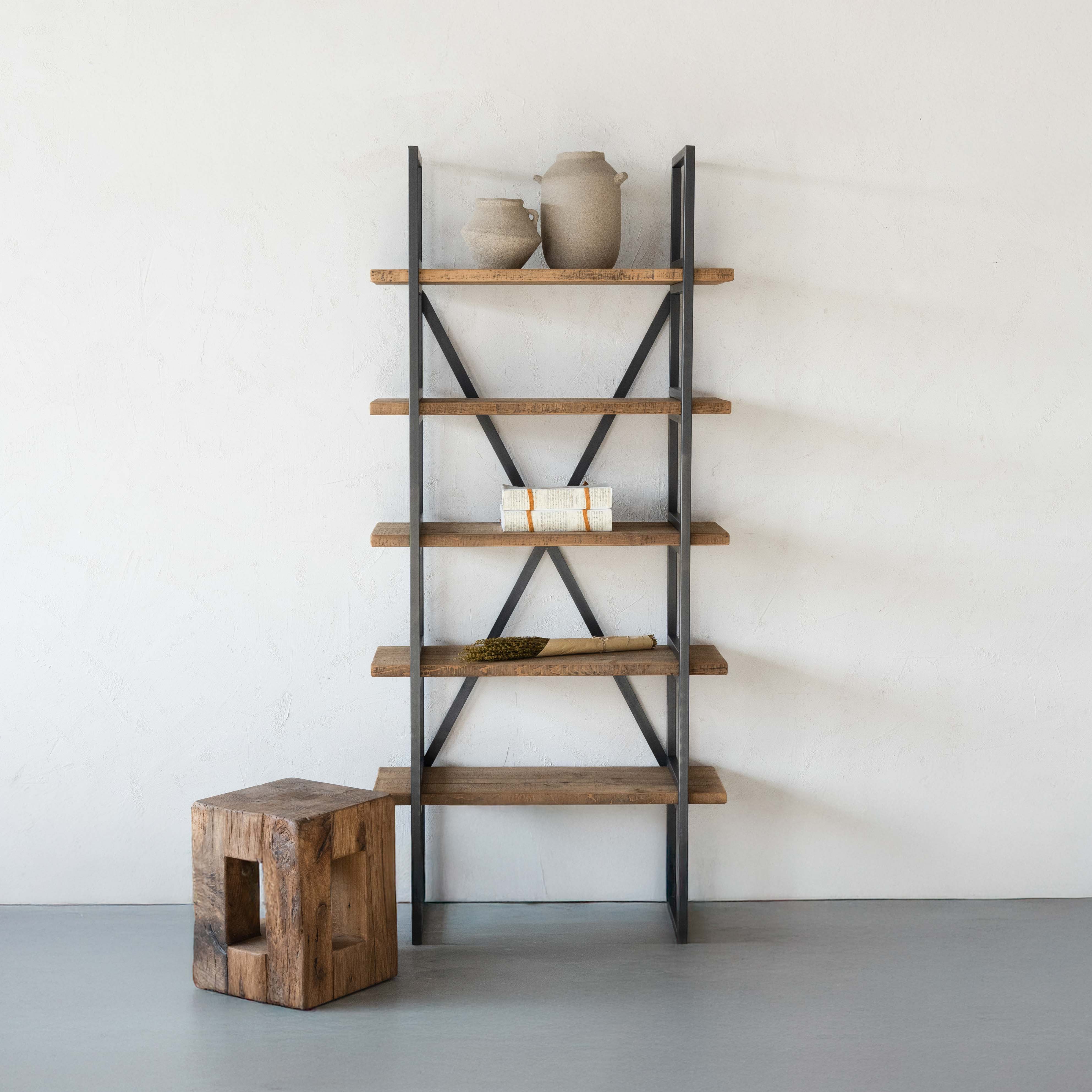Cataylist Industrial Solid Wood Book Shelf Case | Shelving Unit - Small - Shelves - WS Living Furniture Furniture Store in Dubai