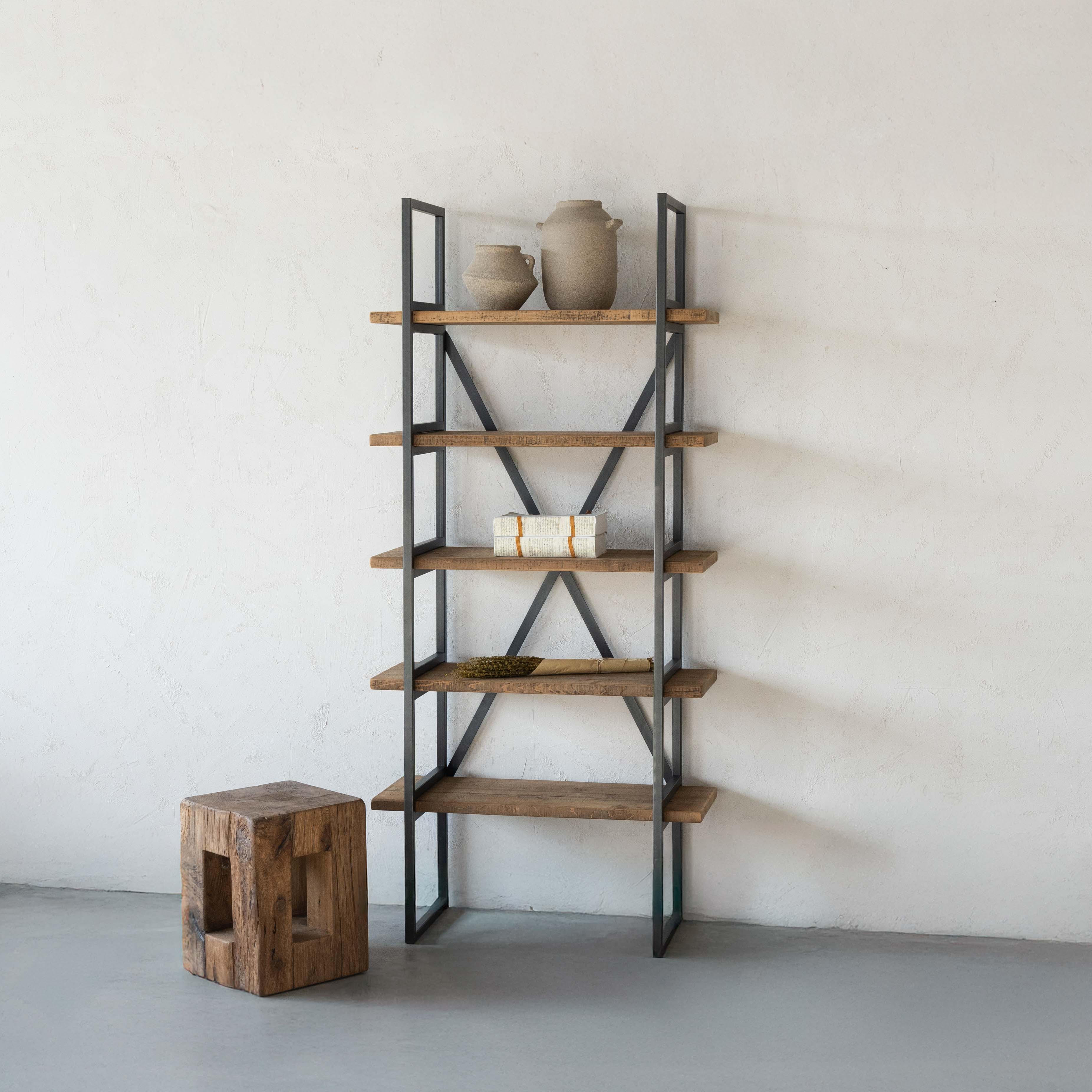 Cataylist Industrial Solid Wood Book Shelf Case | Shelving Unit - Small - Shelves - WS Living Furniture Furniture Store in Dubai