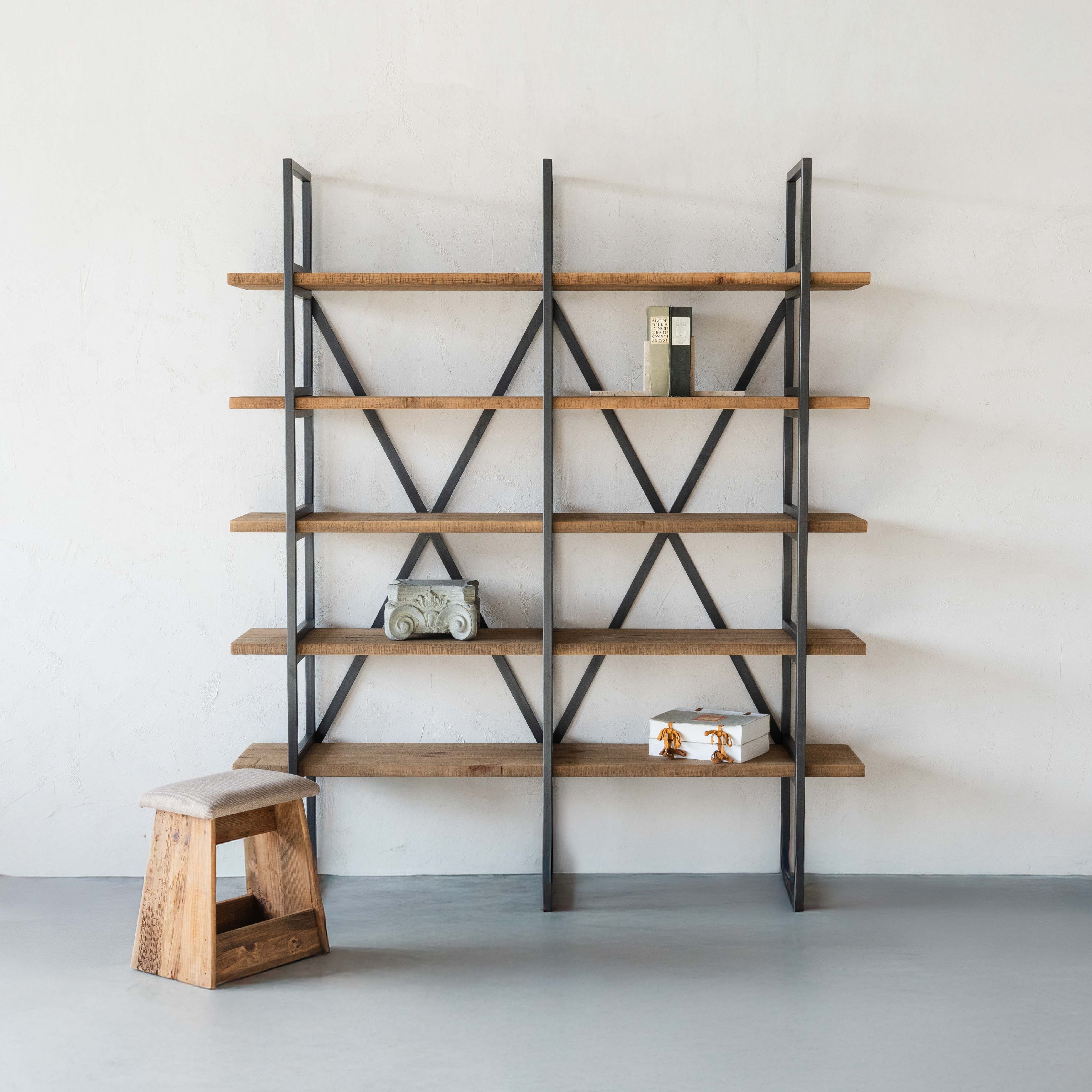 Cataylist Industrial Solid Wood Book Shelf Case | Shelving Unit - Medium - Shelves - WS Living Furniture Furniture Store in Dubai