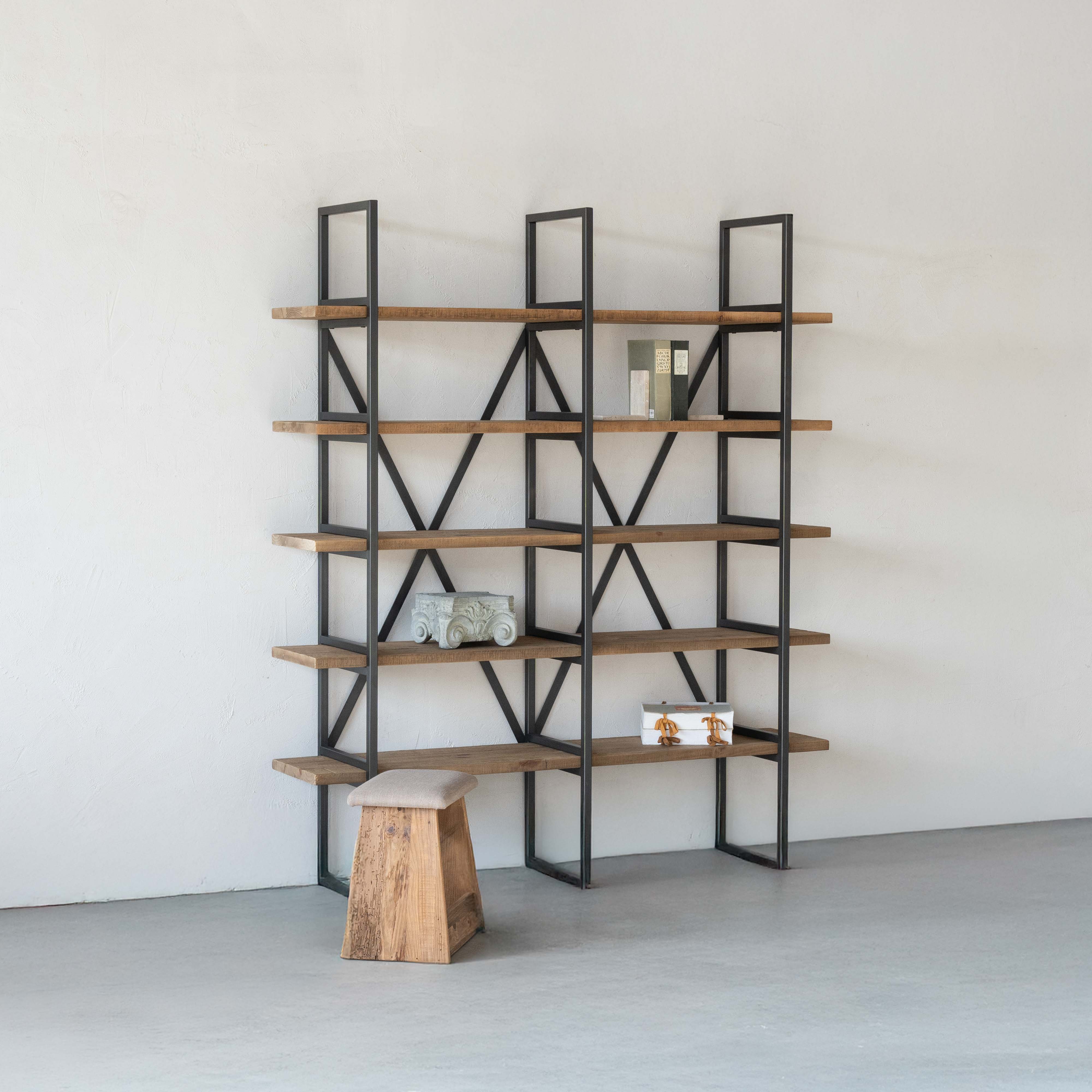 Cataylist Industrial Solid Wood Book Shelf Case | Shelving Unit - Medium - Shelves - WS Living Furniture Furniture Store in Dubai