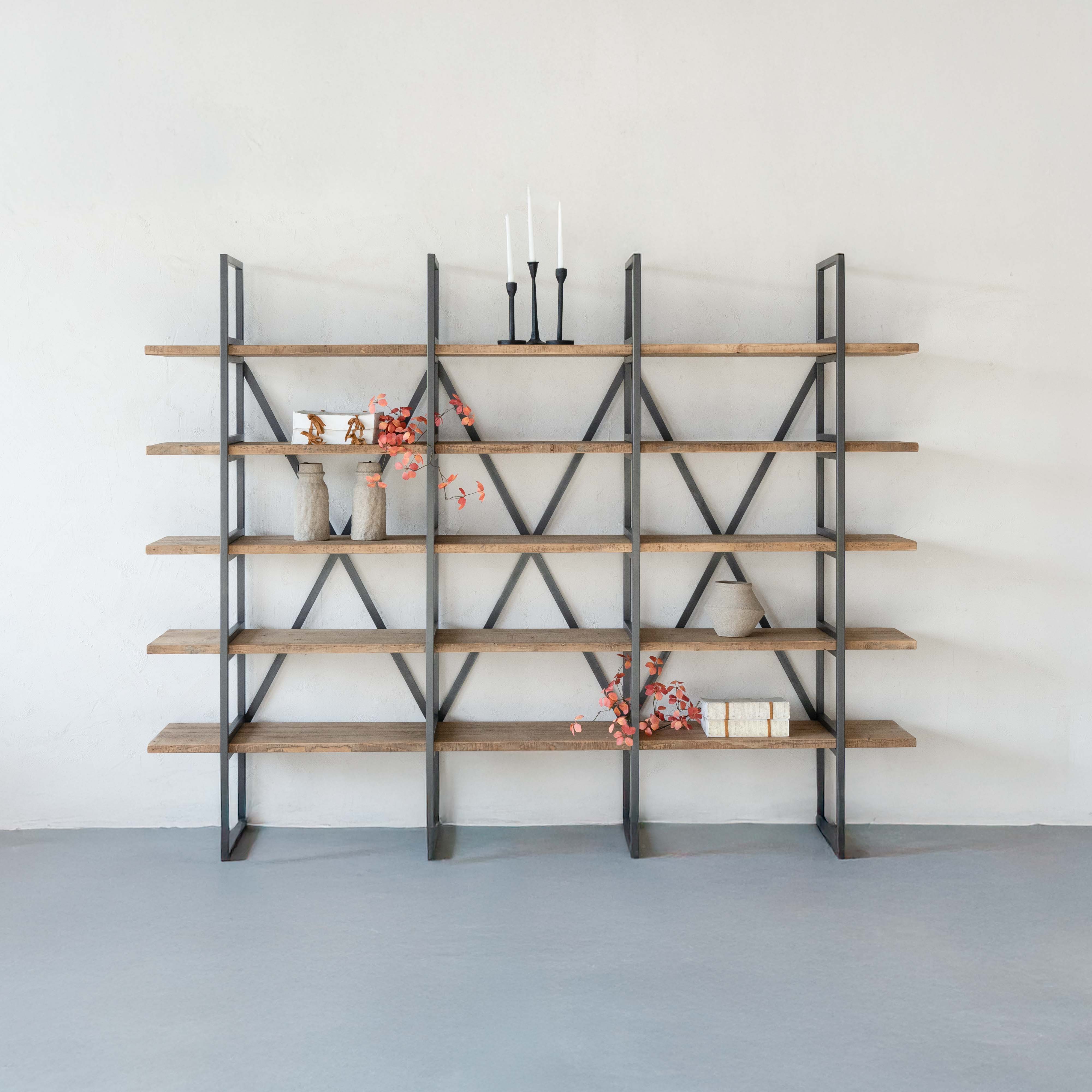 Cataylist Industrial Solid Wood Book Shelf Case | Shelving Unit - Large - Shelves - WS Living Furniture Furniture Store in Dubai