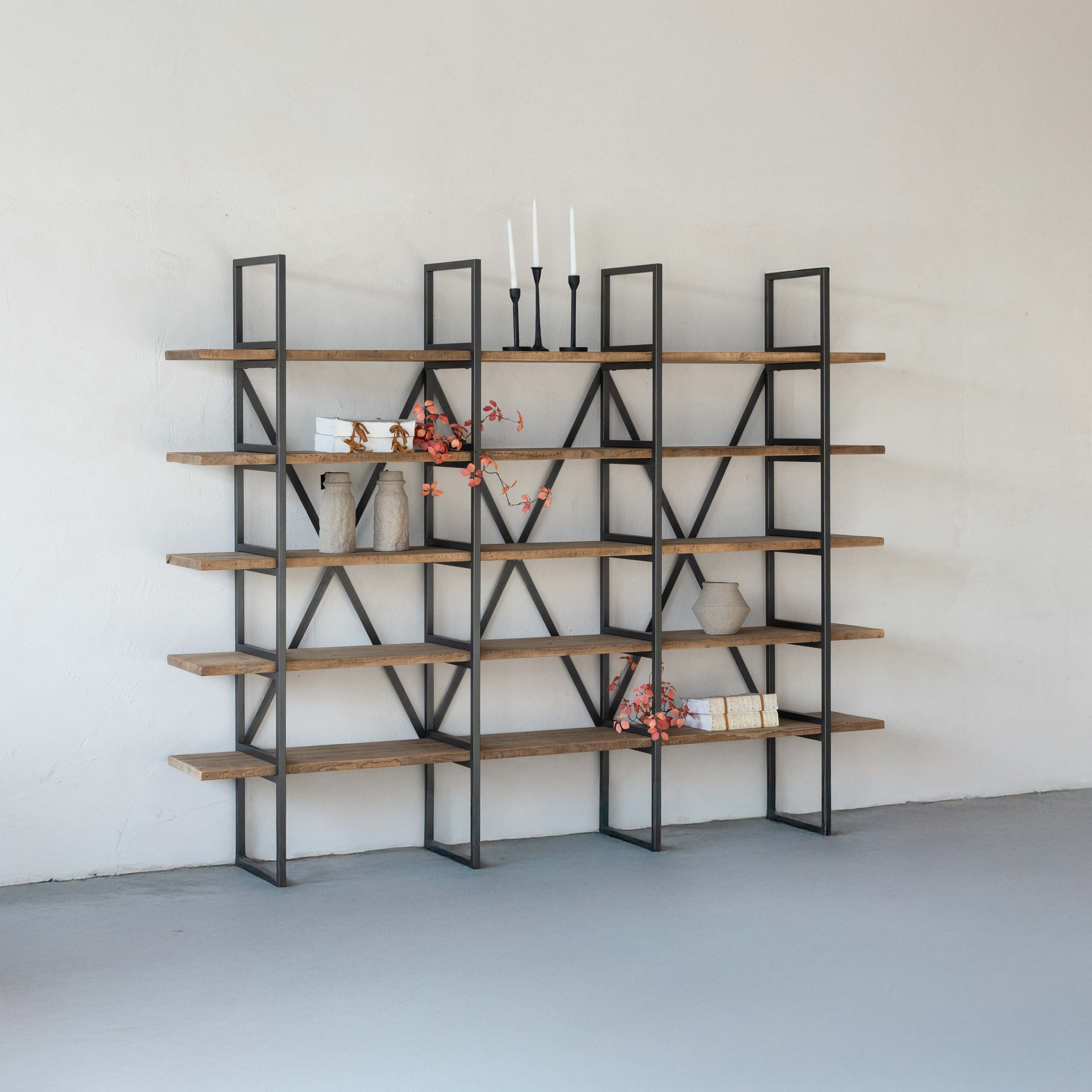 Cataylist Industrial Solid Wood Book Shelf Case | Shelving Unit - Large - Shelves - WS Living Furniture Furniture Store in Dubai