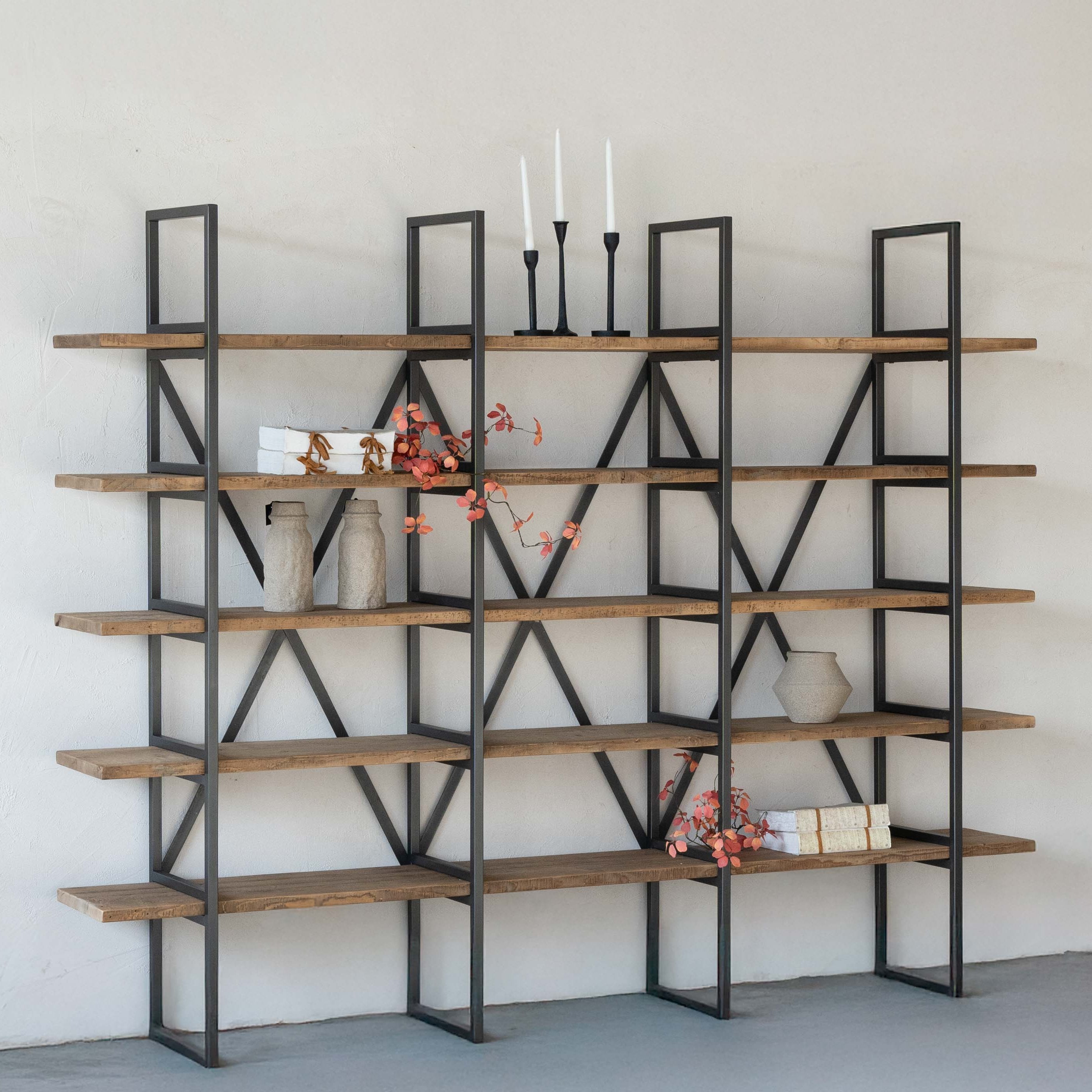 Cataylist Industrial Solid Wood Book Shelf Case | Shelving Unit - Large - Shelves - WS Living Furniture Furniture Store in Dubai