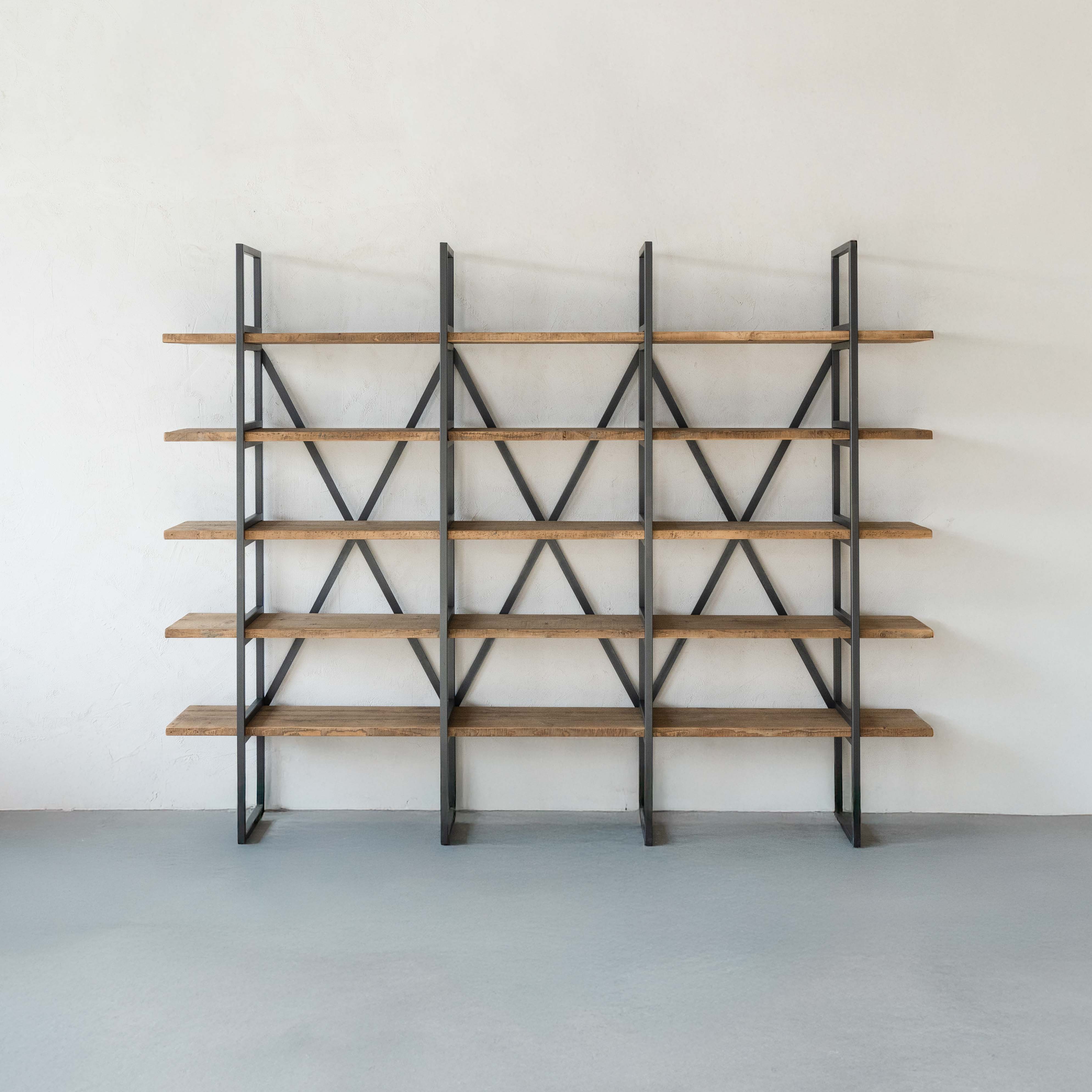 Cataylist Industrial Solid Wood Book Shelf Case | Shelving Unit - Large - Shelves - WS Living Furniture Furniture Store in Dubai