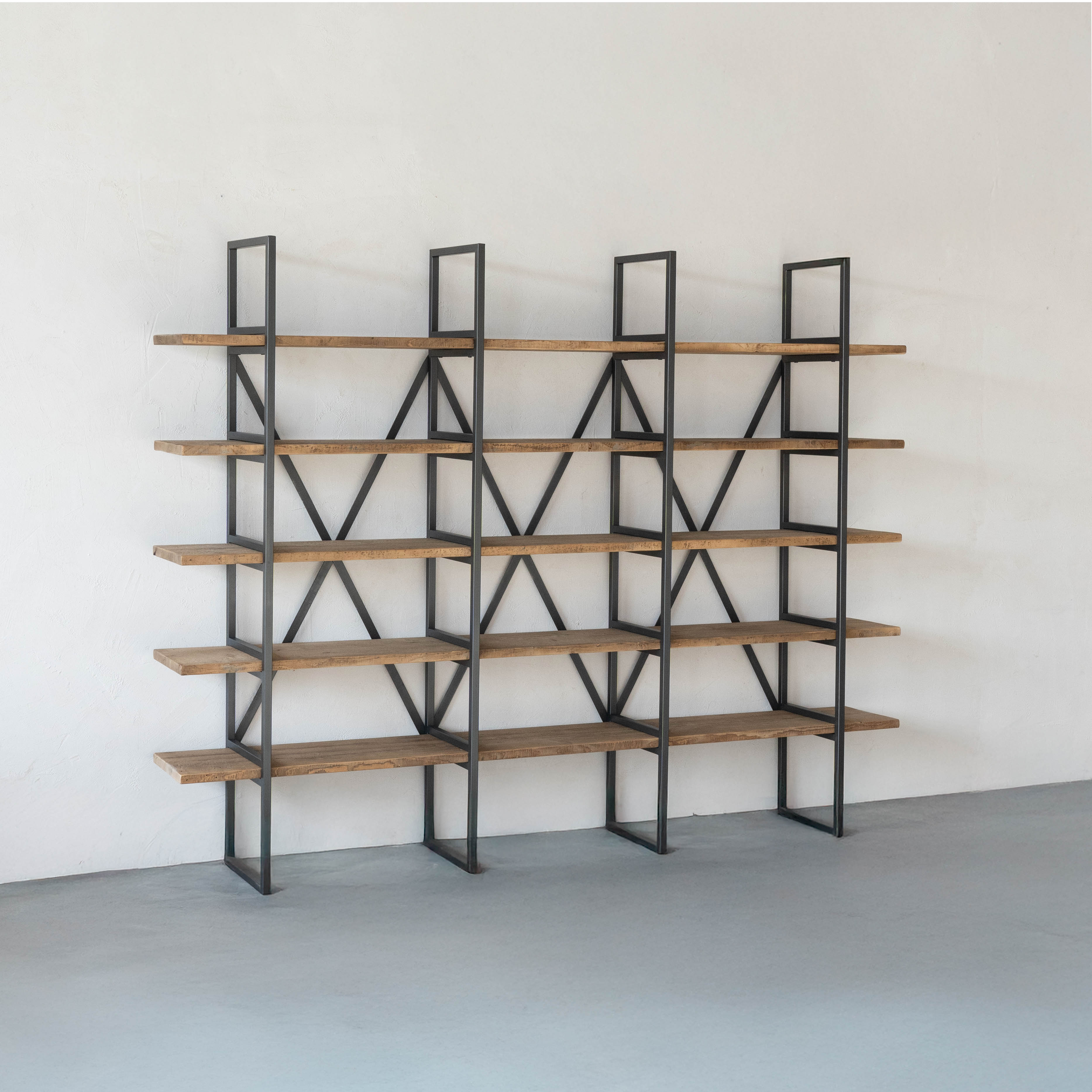 Cataylist Industrial Solid Wood Book Shelf Case | Shelving Unit - Large - Shelves - WS Living Furniture Furniture Store in Dubai