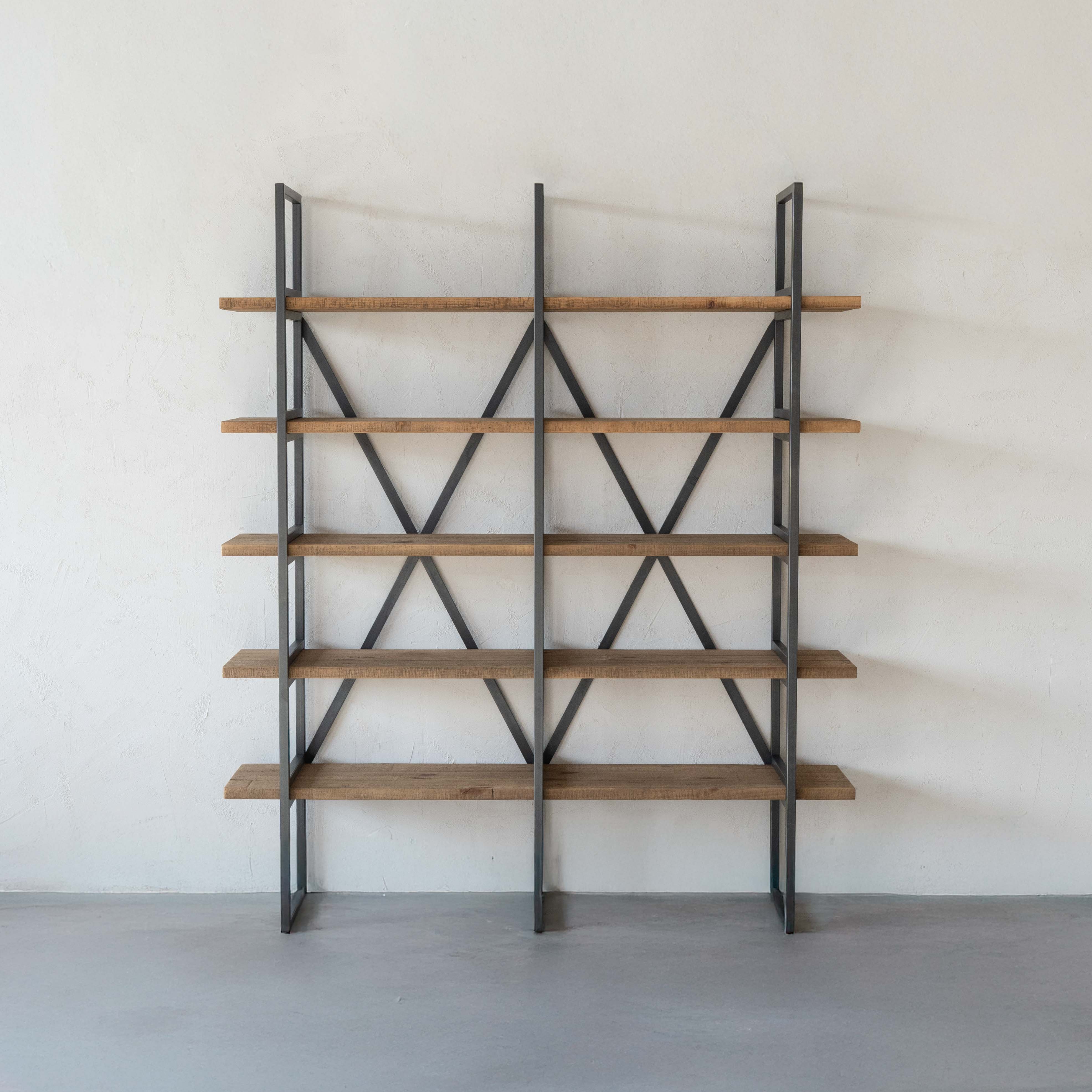 Cataylist Industrial Solid Wood Book Shelf Case | Shelving Unit - Medium - Shelves - WS Living Furniture Furniture Store in Dubai