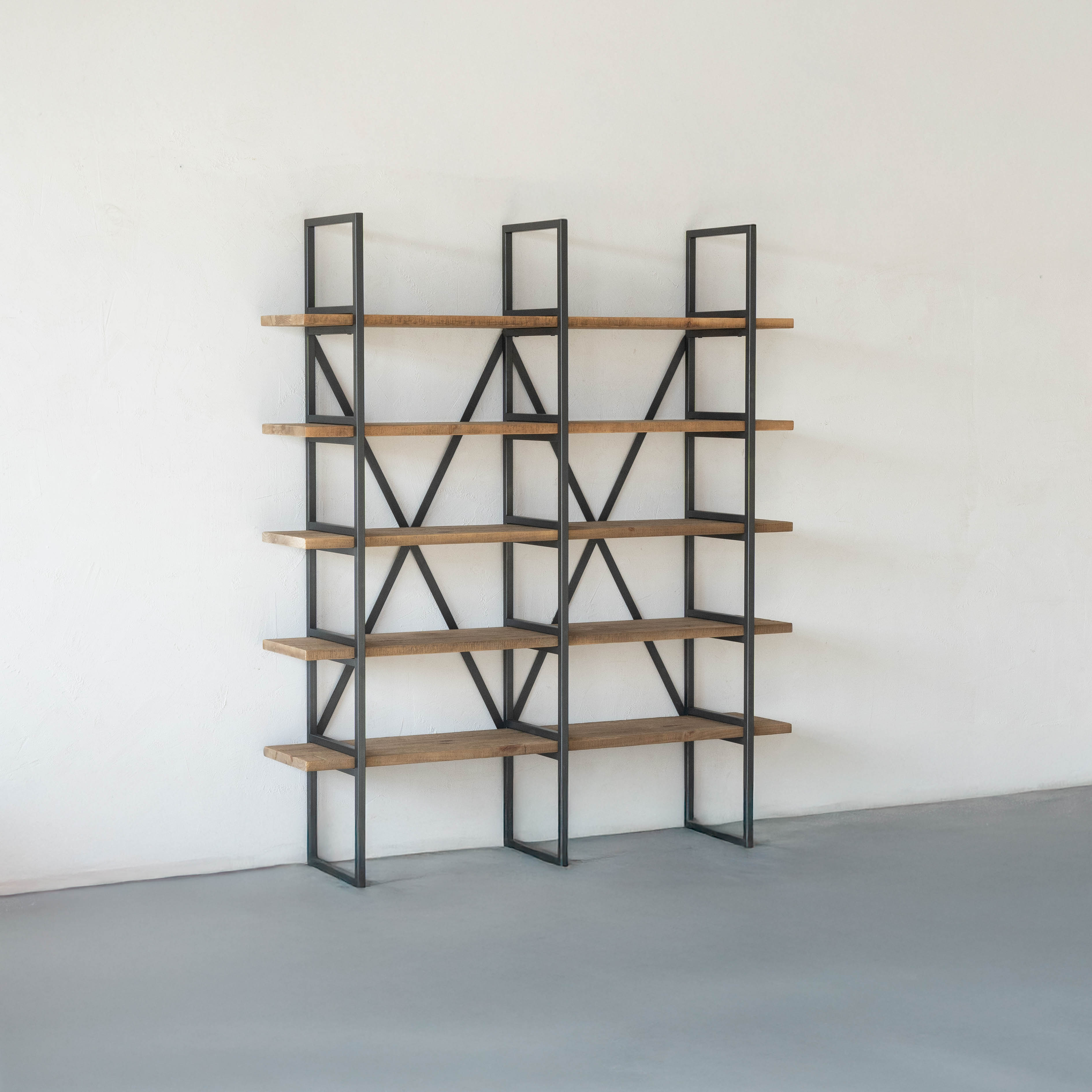 Cataylist Industrial Solid Wood Book Shelf Case | Shelving Unit - Medium - Shelves - WS Living Furniture Furniture Store in Dubai