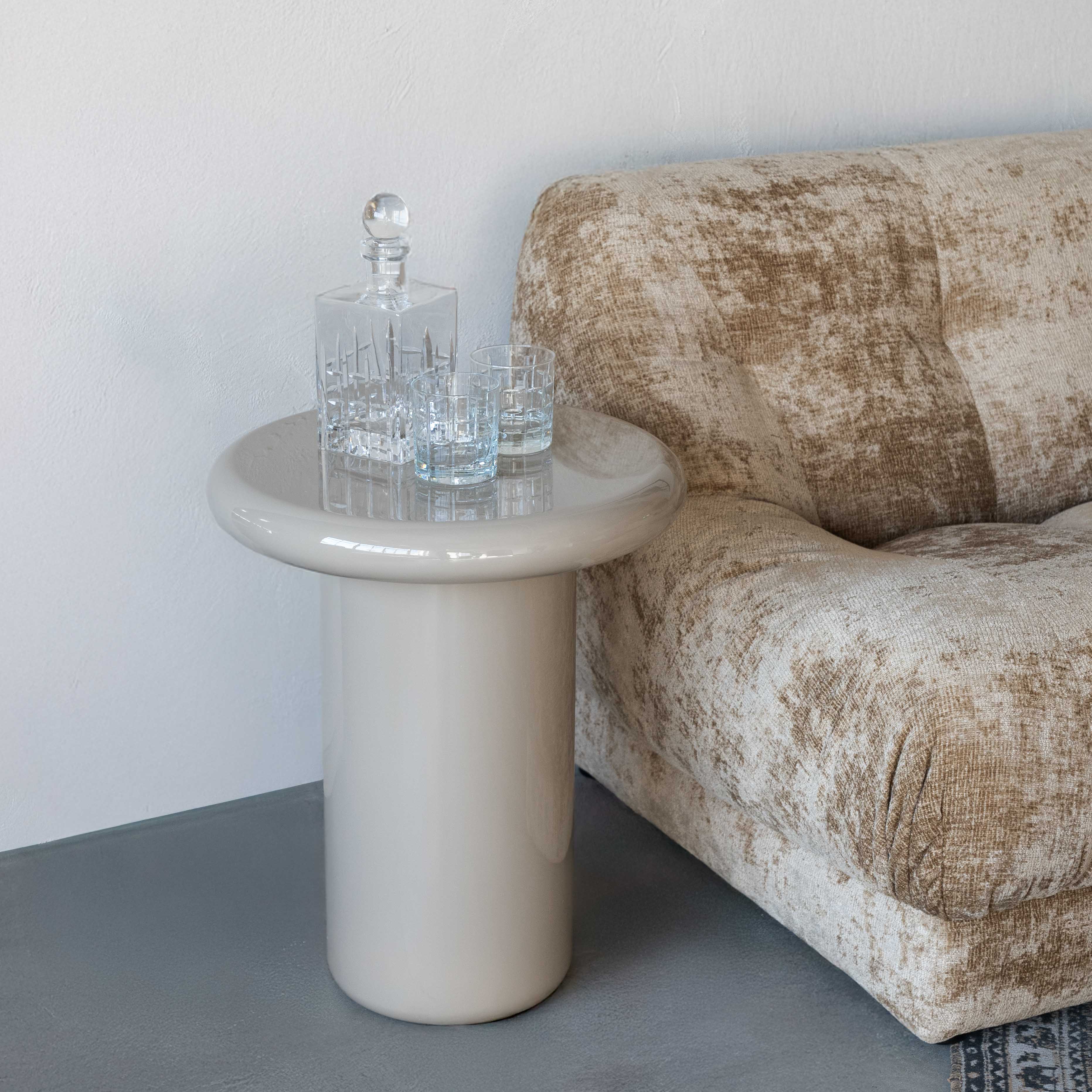 Harper Beige High Gloss Modern Accent Side Table - 988B0.46 - BC78 - Side Table - WS Living Furniture Furniture Store in Dubai