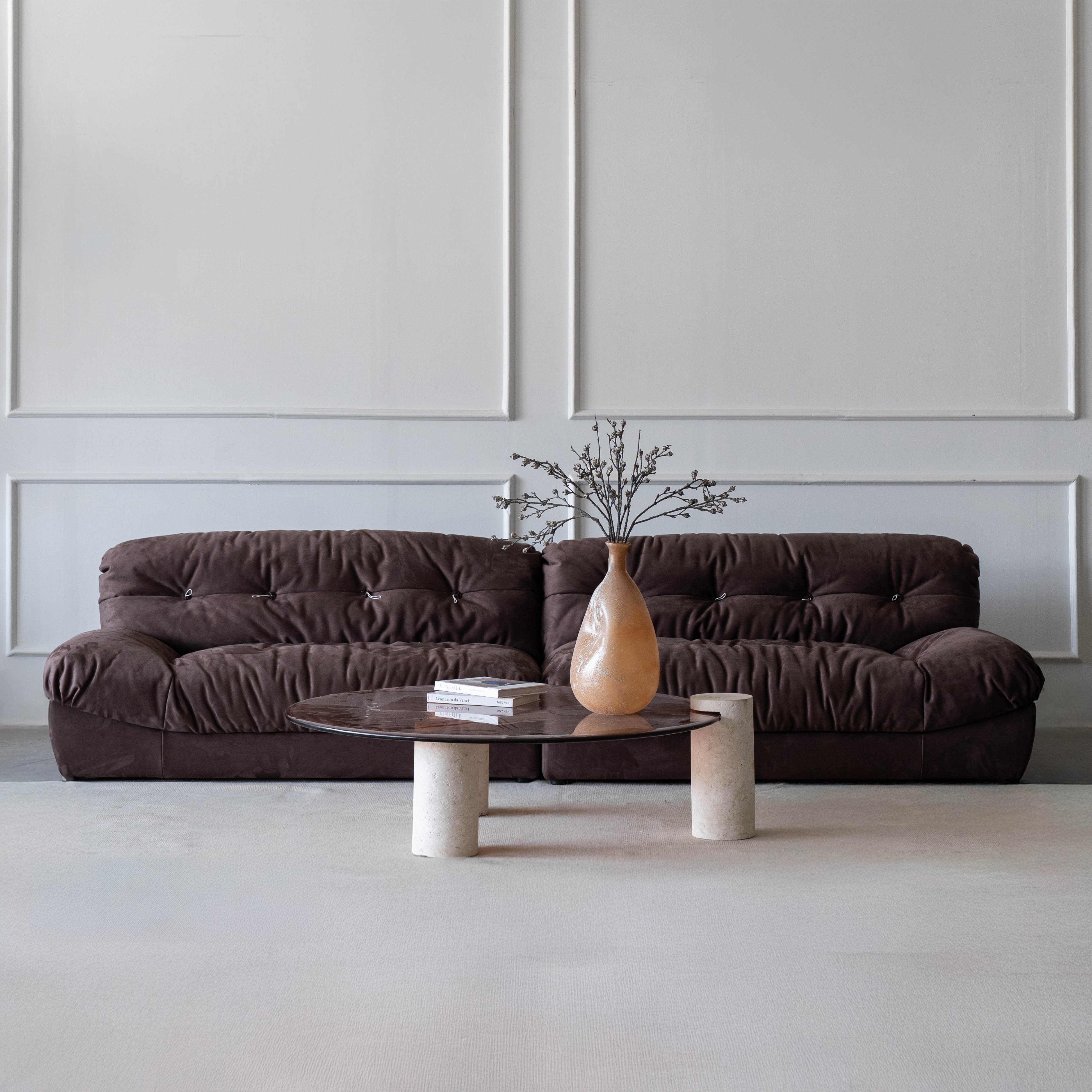 Milano Luxe Modern 3 Seater Sofa - Brown