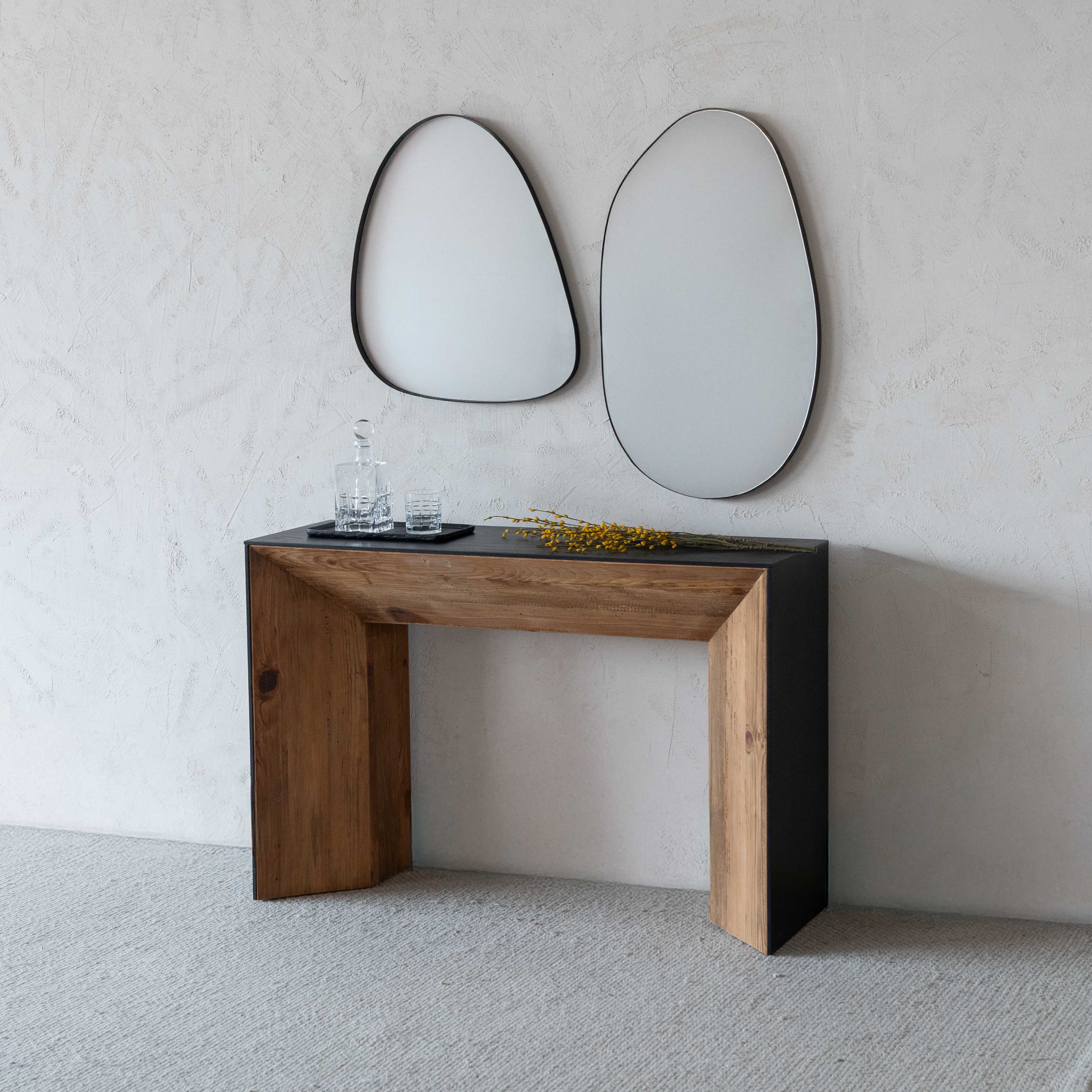 Marli Solid Raw Black & Wood Rectangle Console - Console Tables - WS Living Furniture Furniture Store in Dubai