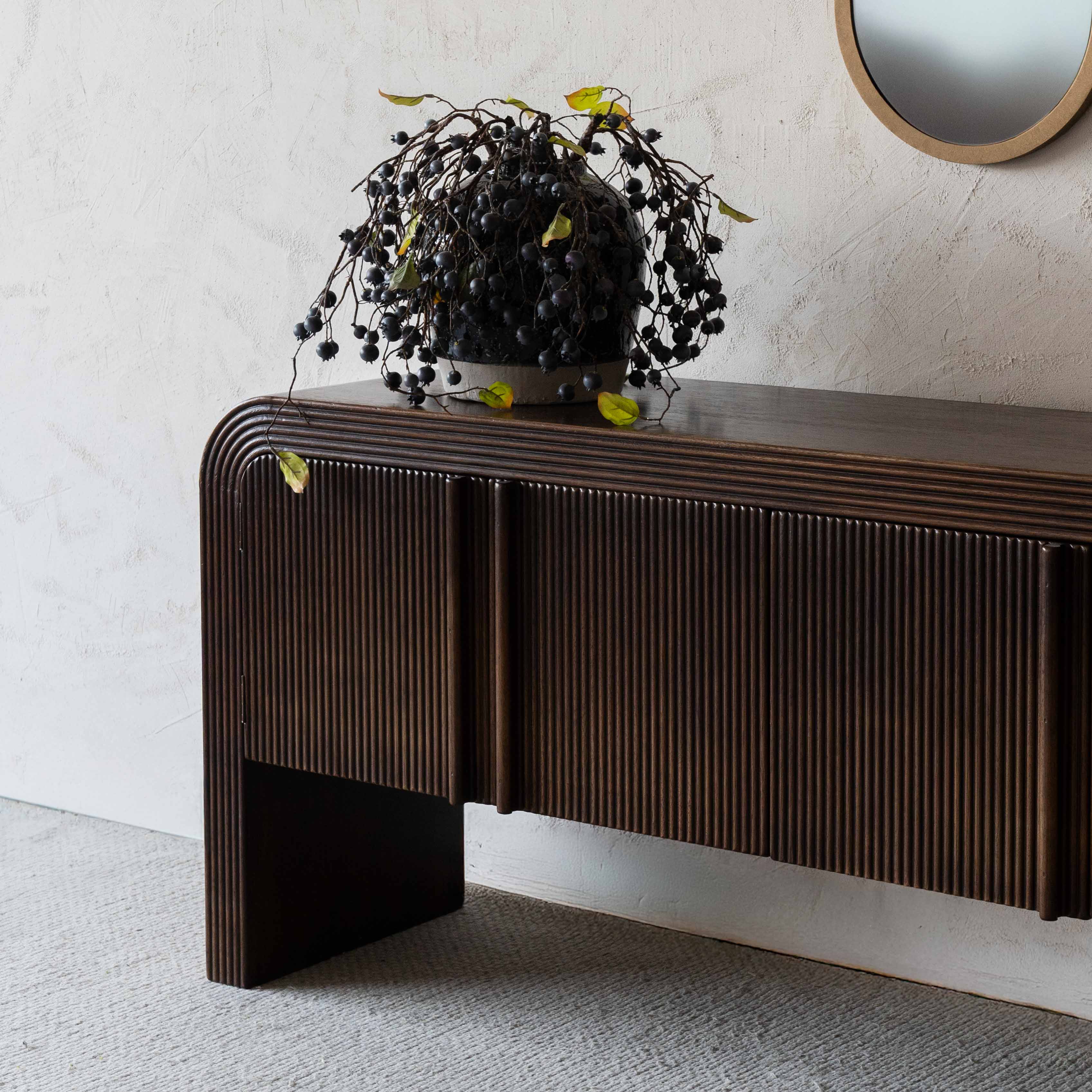 Noah Solid Oak Wood Classic Style Curve Edge Sideboard - GD139-A - TV Units - WS Living Furniture Furniture Store in Dubai