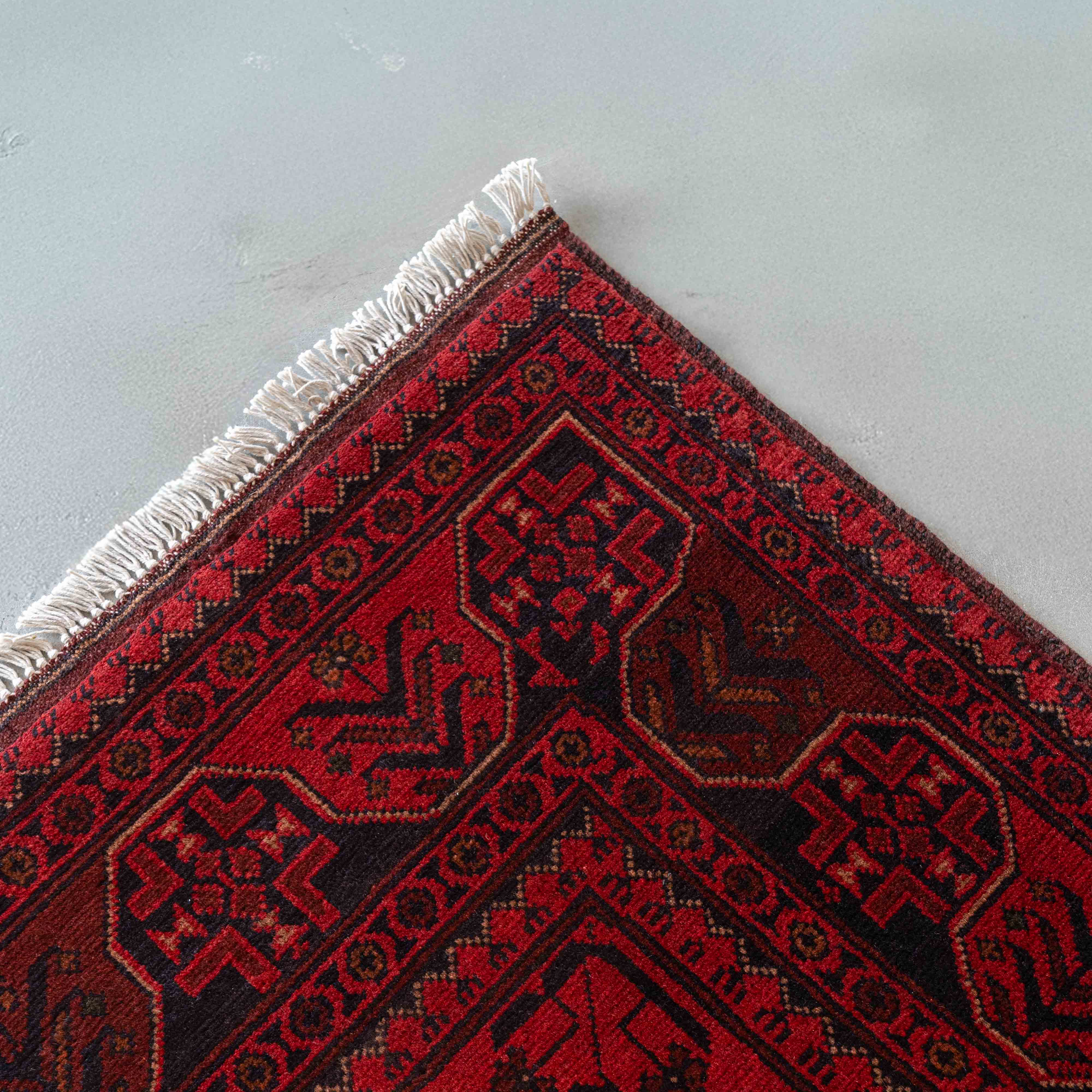 Noble Handcrafted Red Vintage Style Wool Afghan Rug - Rug - WS Living Furniture Furniture Store in Dubai