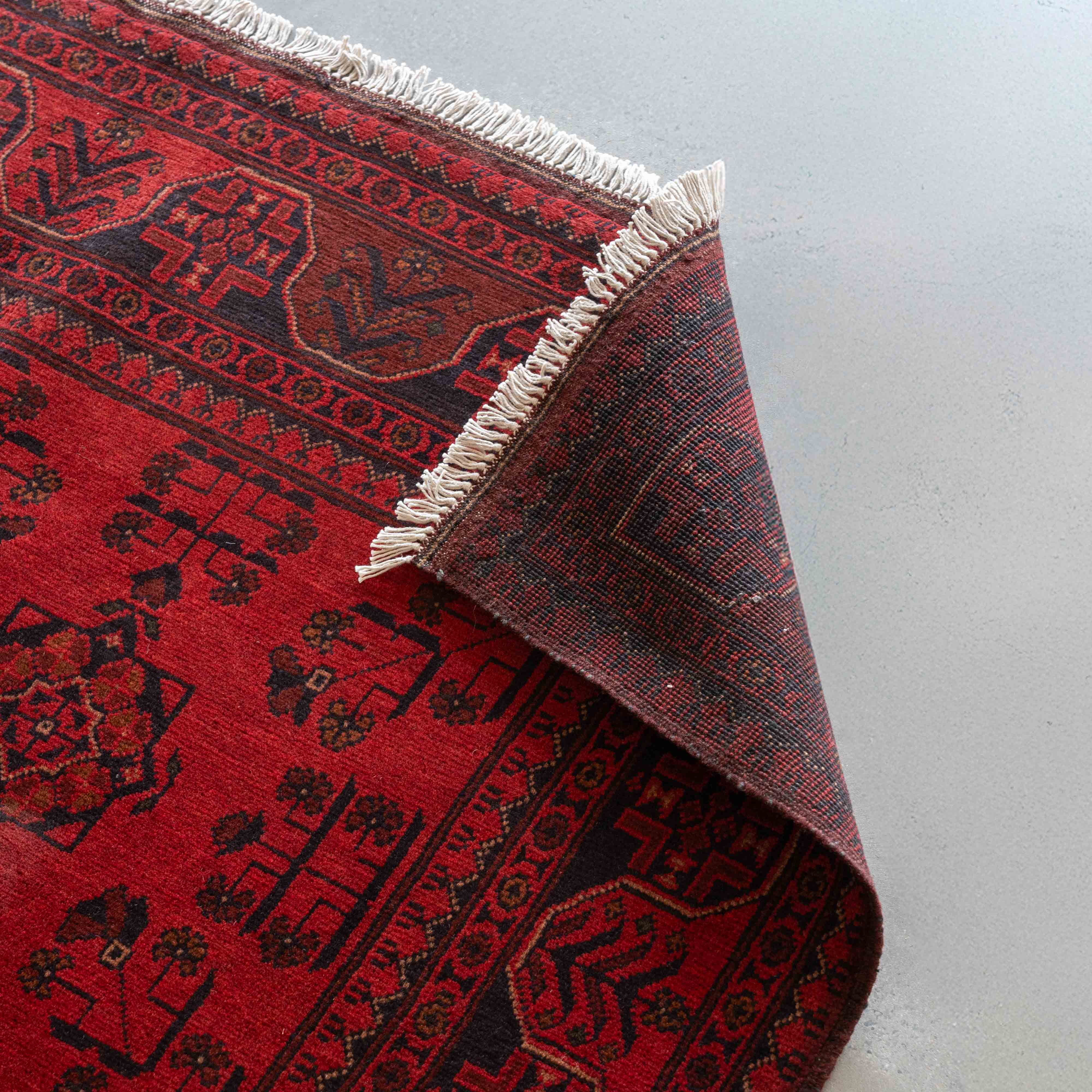 Noble Handcrafted Red Vintage Style Wool Afghan Rug - Rug - WS Living Furniture Furniture Store in Dubai