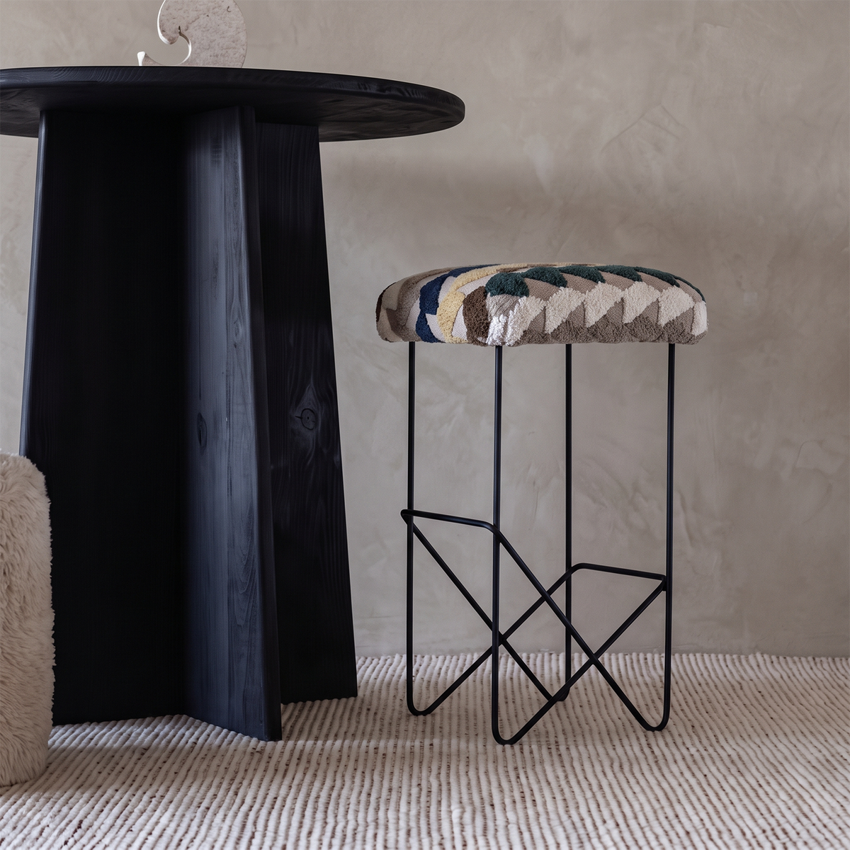 Nora Minimalist Classic Bar Stool - MULTI TEXTURE