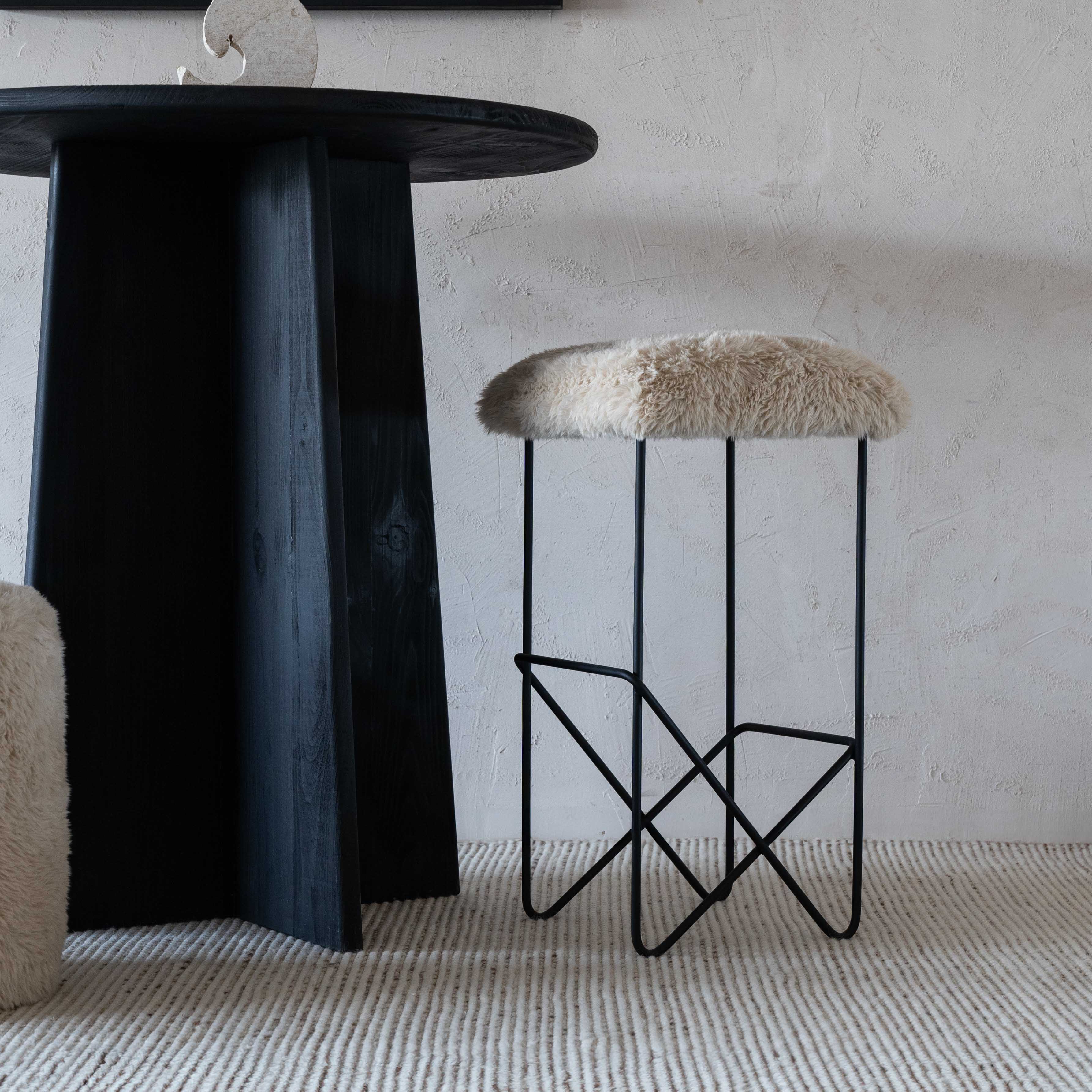 Nora Modern Fur Bar Stool | Counter Chair - Bar Stool - WS Living - UAE Modern Home Furniture Stores in Dubai