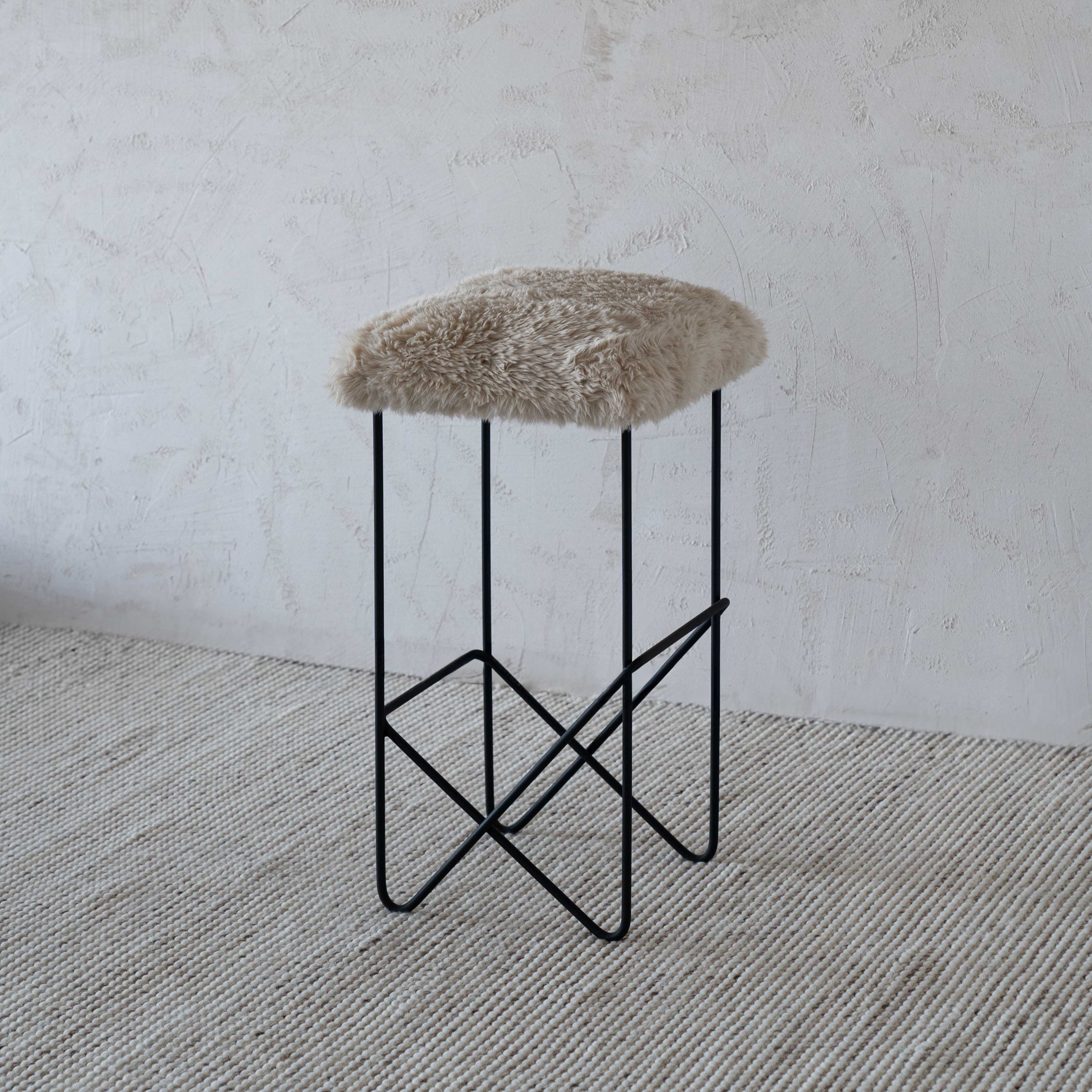 Nora Modern Fur Bar Stool | Counter Chair - Bar Stool - WS Living Furniture Furniture Store in Dubai