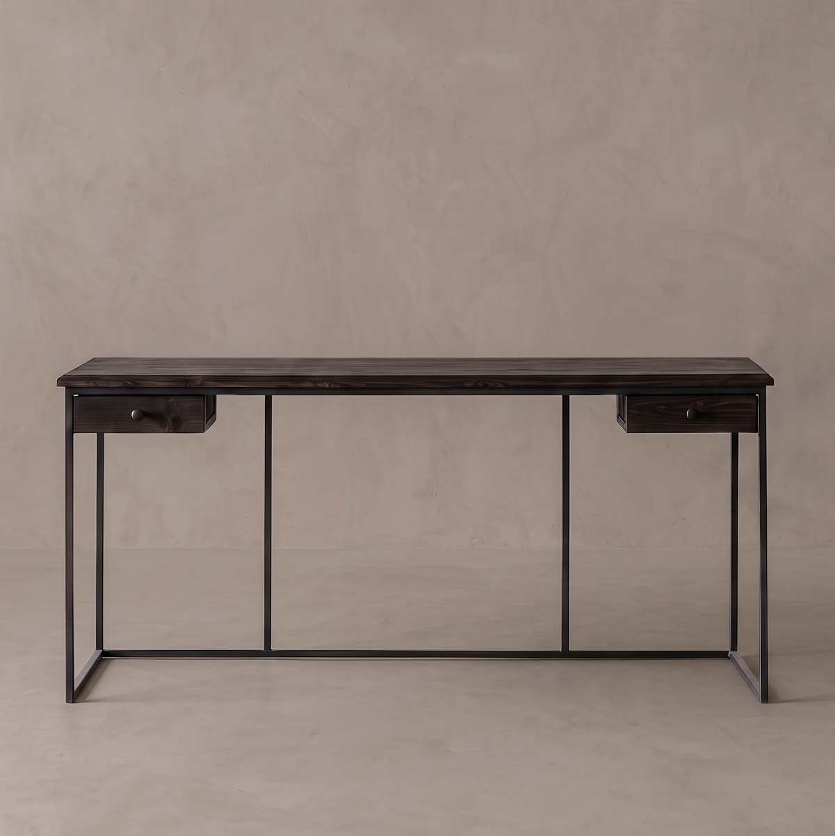 Nordic Industrial Desk | Study Table With Drawers - WALNUT