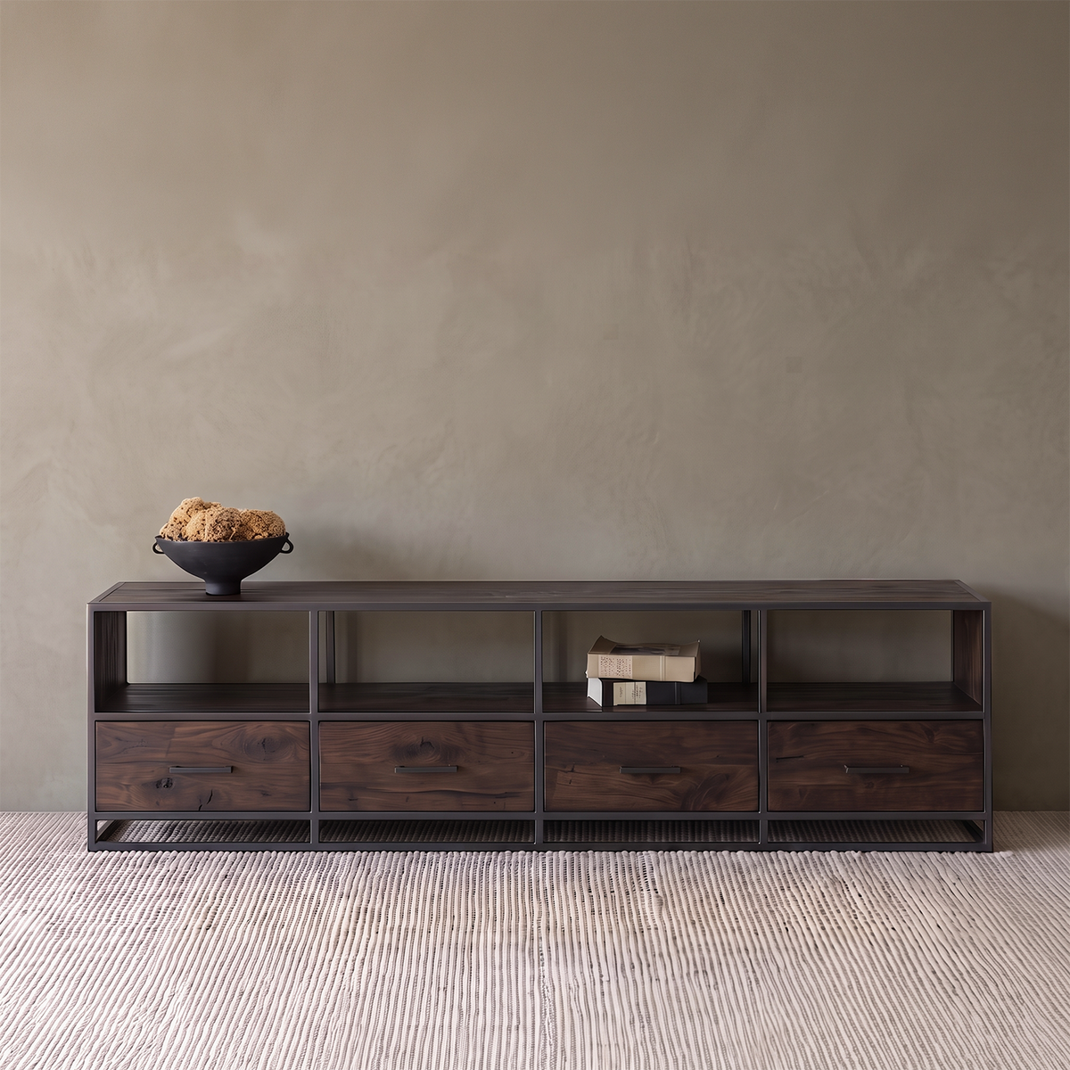 Nordic Industrial TV Unit - DARK WALNUT