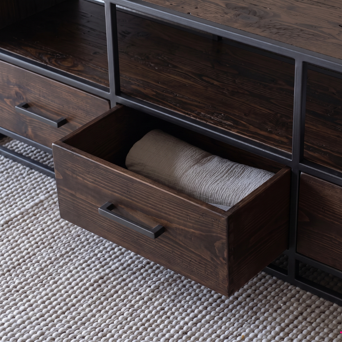 Nordic Industrial TV Unit - DARK WALNUT