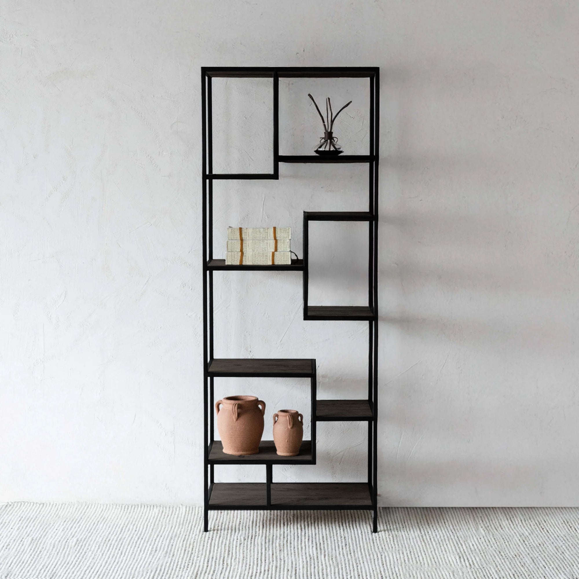 Nordic Industrial Solid Wood Bookshelf - Shelves - WS Living Furniture Furniture Store in Dubai