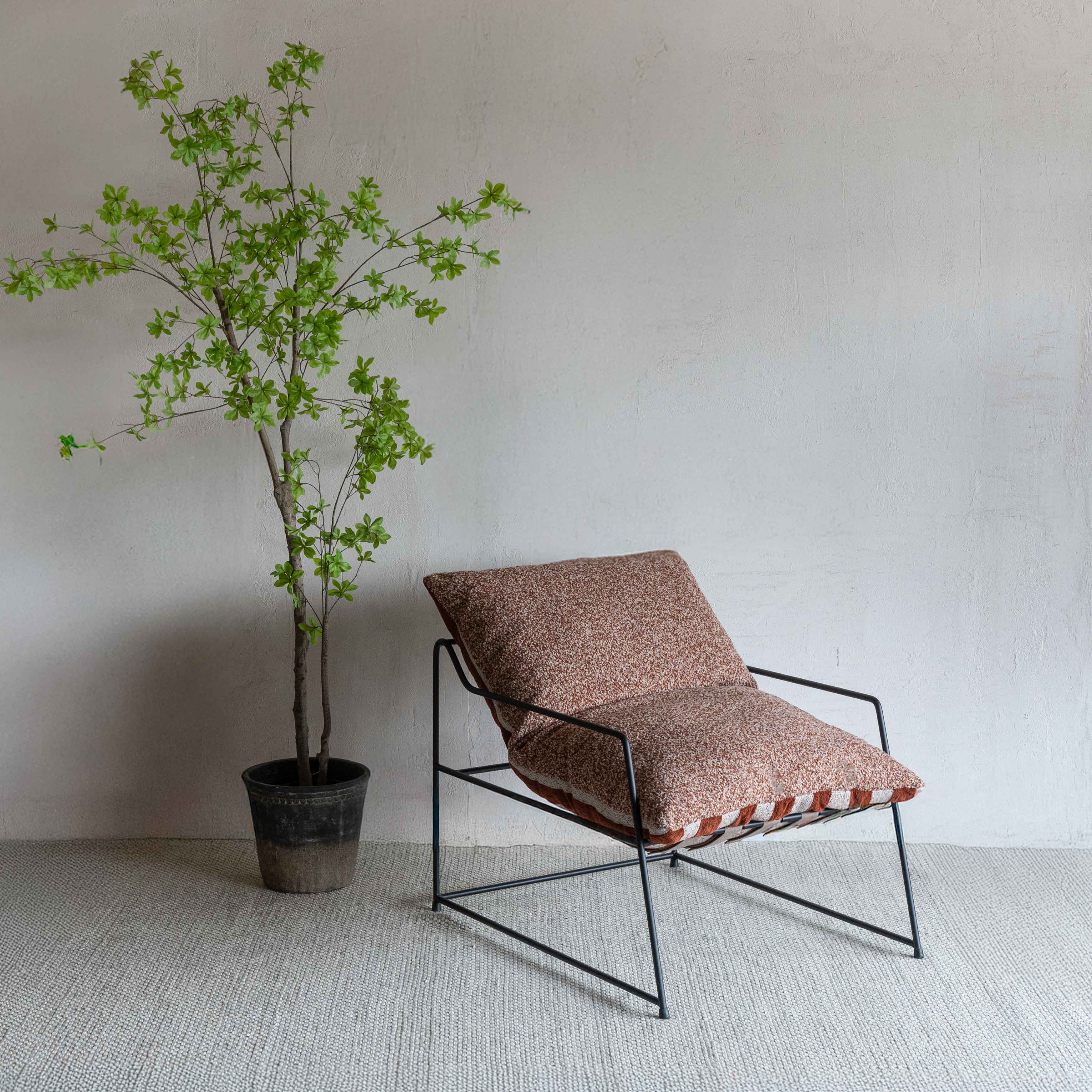 Novato Comfortable Relax Lounge Chair - Brown Strip - Arm chair - WS Living Furniture Furniture Store in Dubai