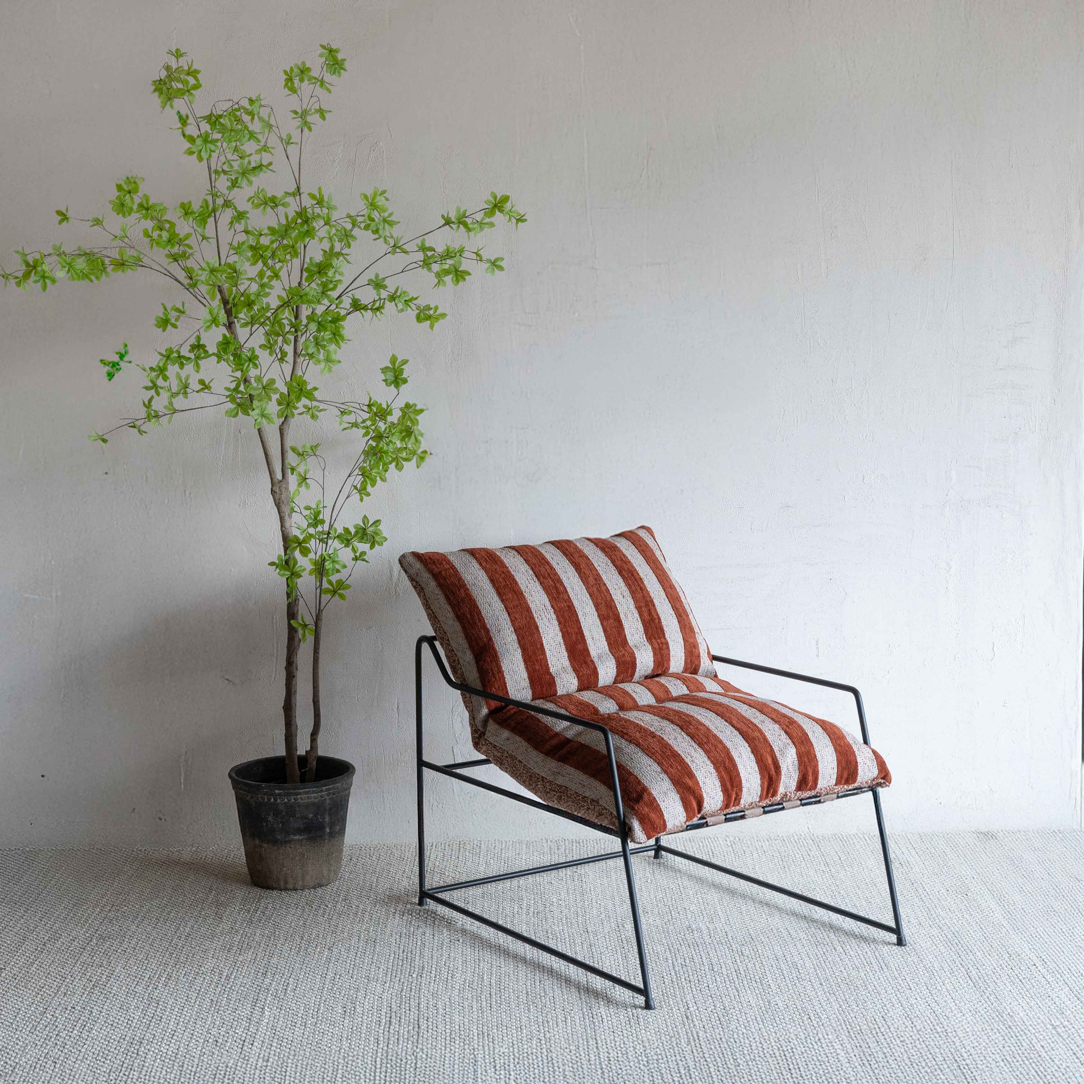 Novato Comfortable Relax Lounge Chair - Brown Strip - Arm chair - WS Living Furniture Furniture Store in Dubai