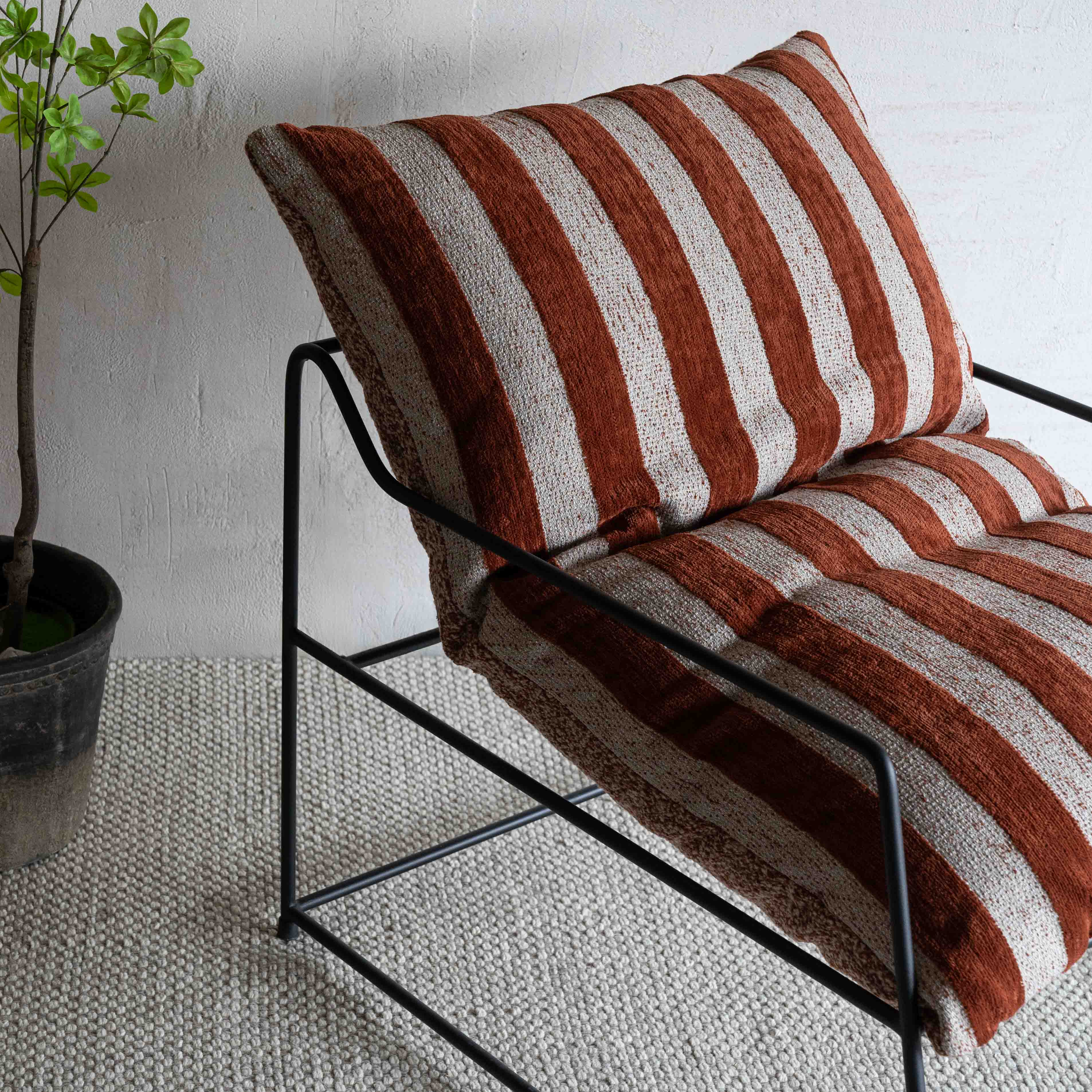 Novato Comfortable Relax Lounge Chair - Brown Strip - Arm chair - WS Living Furniture Furniture Store in Dubai