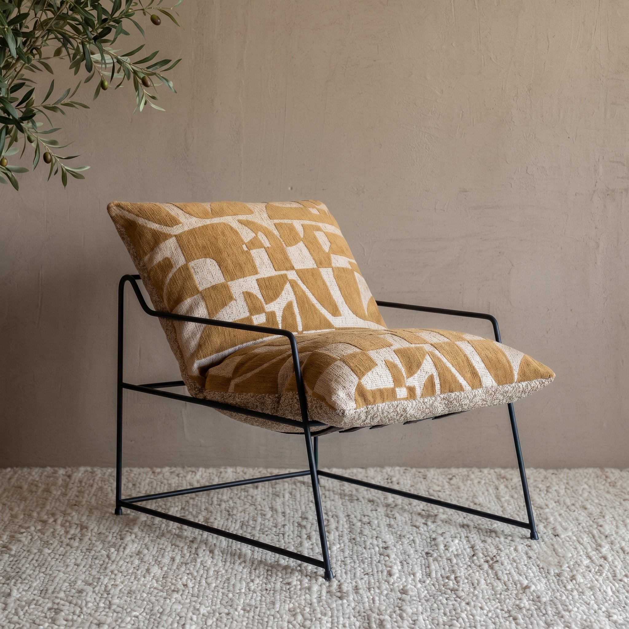 Novato Comfortable Relax Lounge Chair - Abstract Mustard