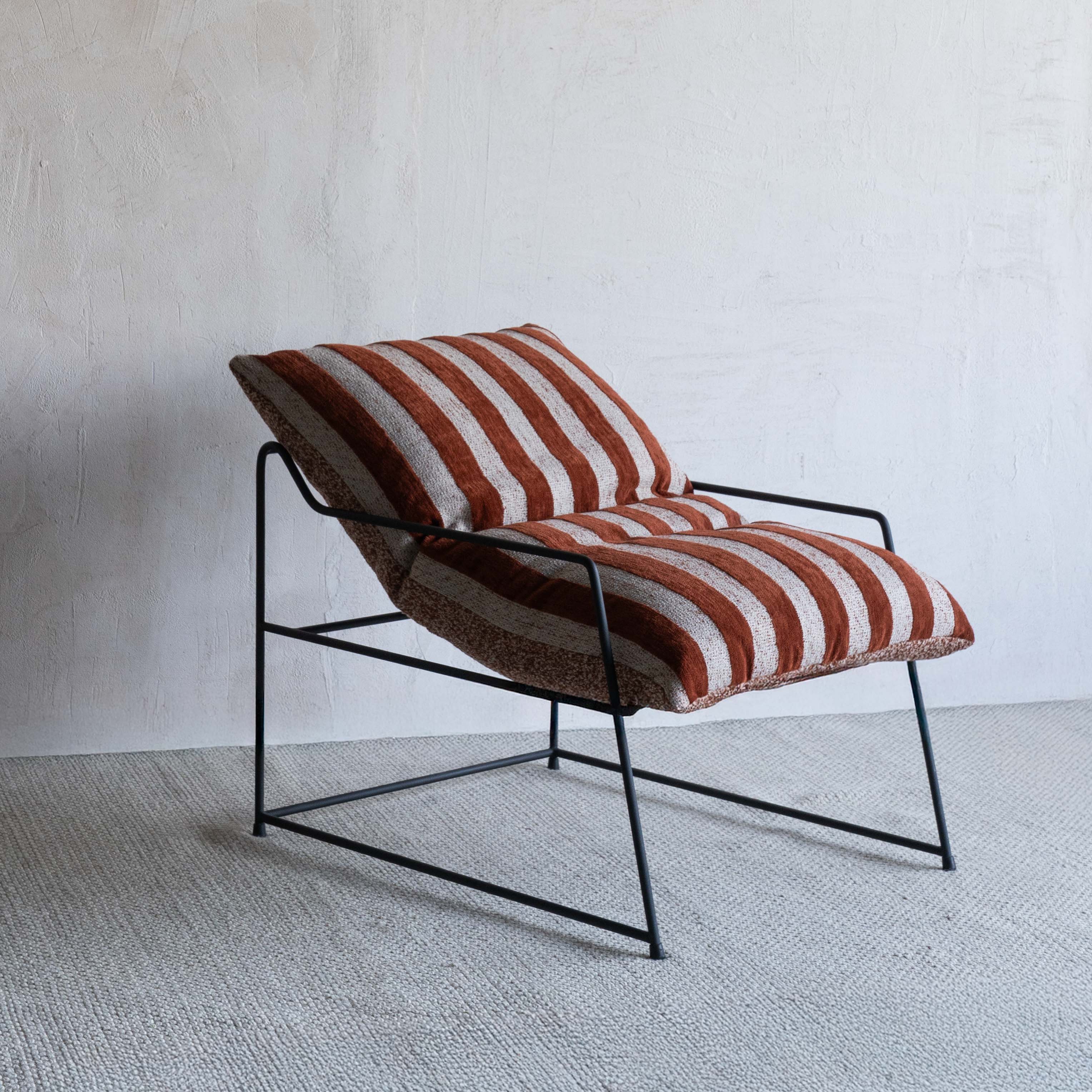 Novato Comfortable Relax Lounge Chair - Brown Strip