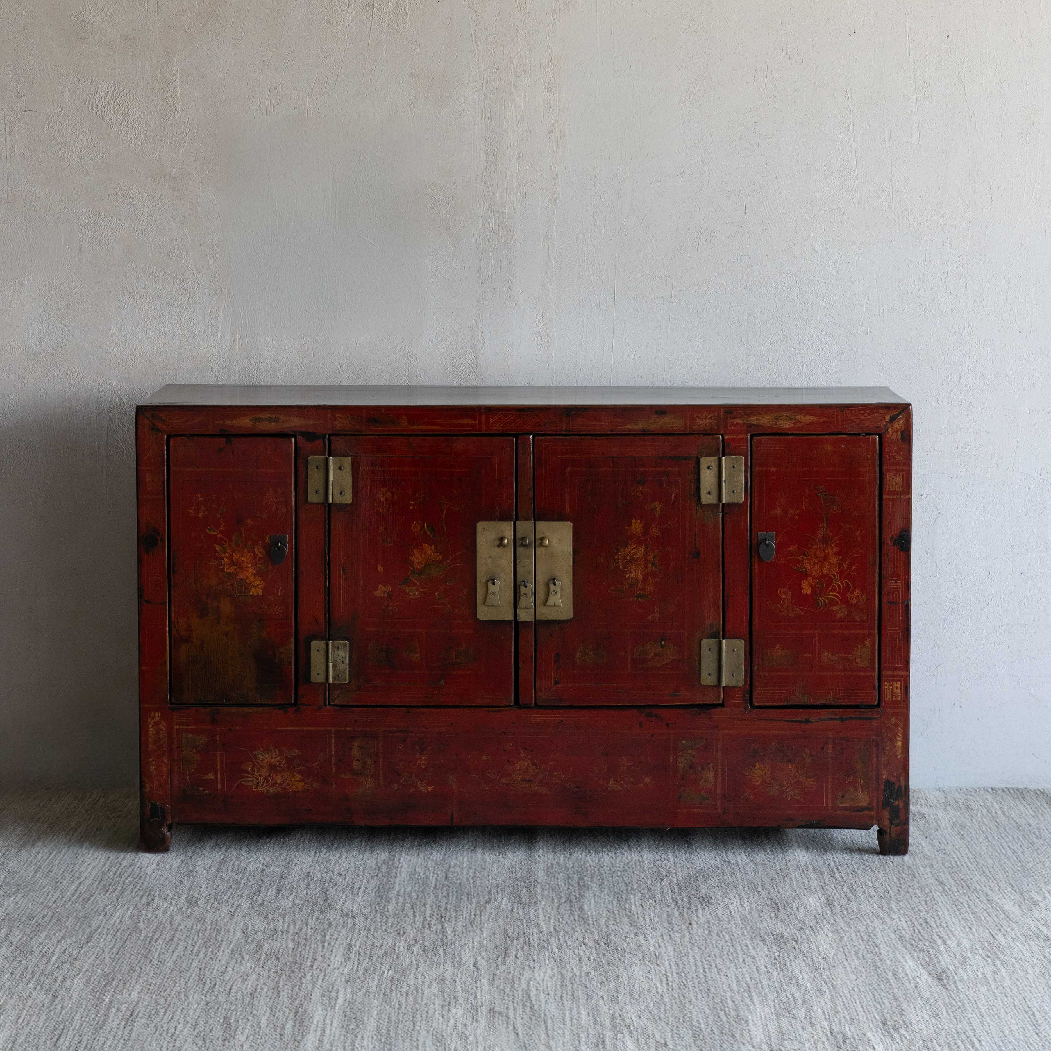 Lán TÃng Real Antique Red Lacquer Artisan Sideboard