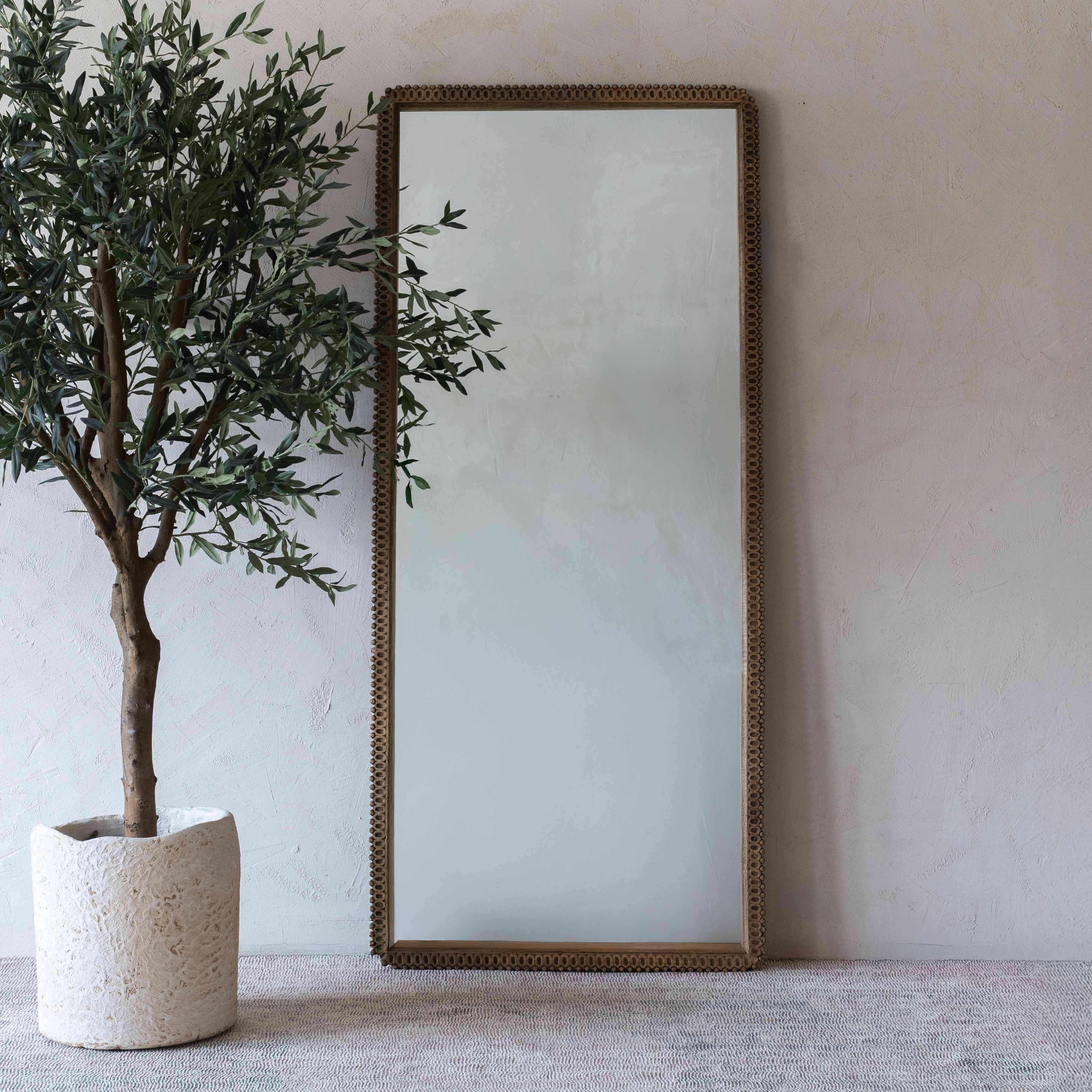 Nymara Natural Wood Full Length Floor Mirror - AA434 - Mirrors - WS Living Furniture Furniture Store in Dubai
