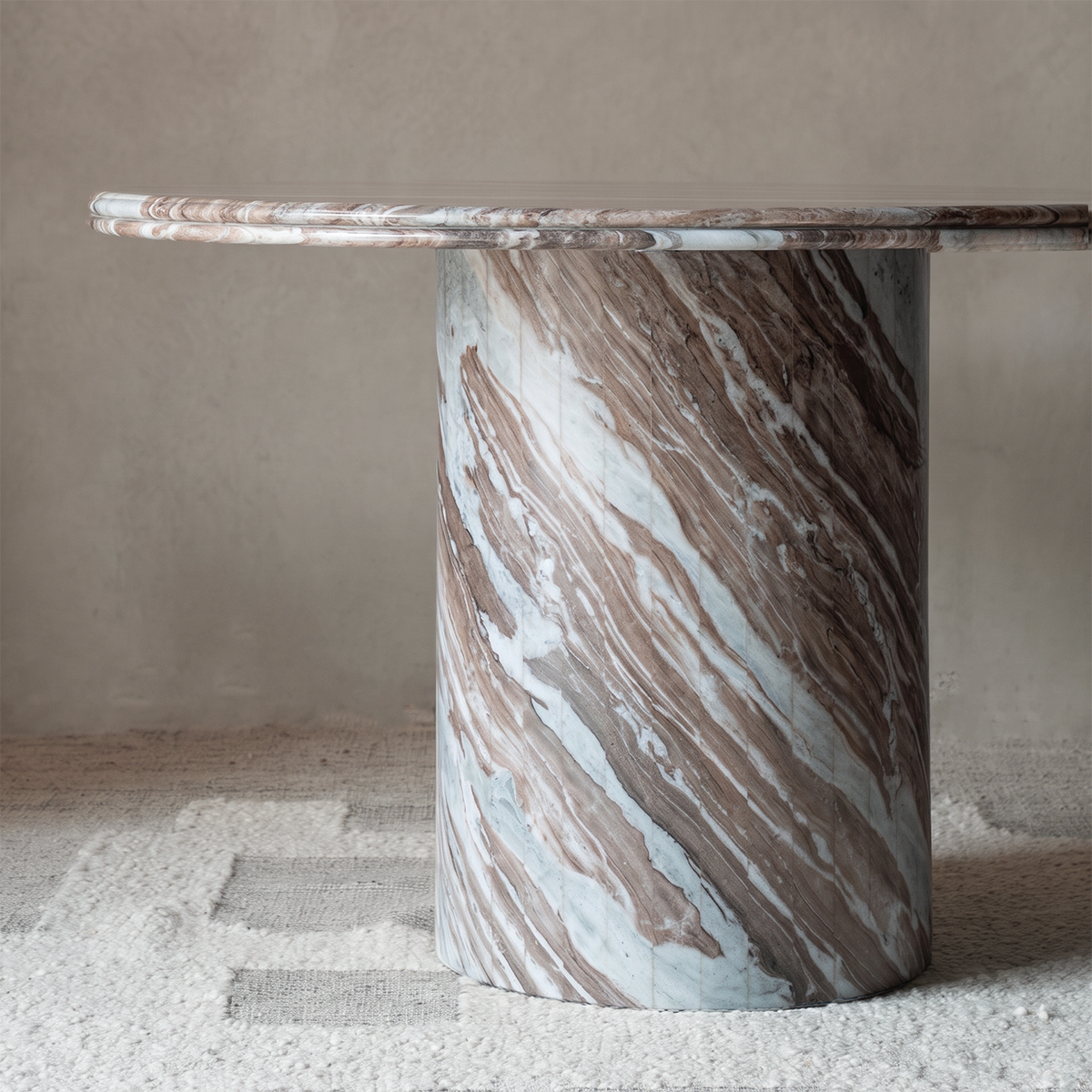 Majestic Brown Marble Round Dining Table