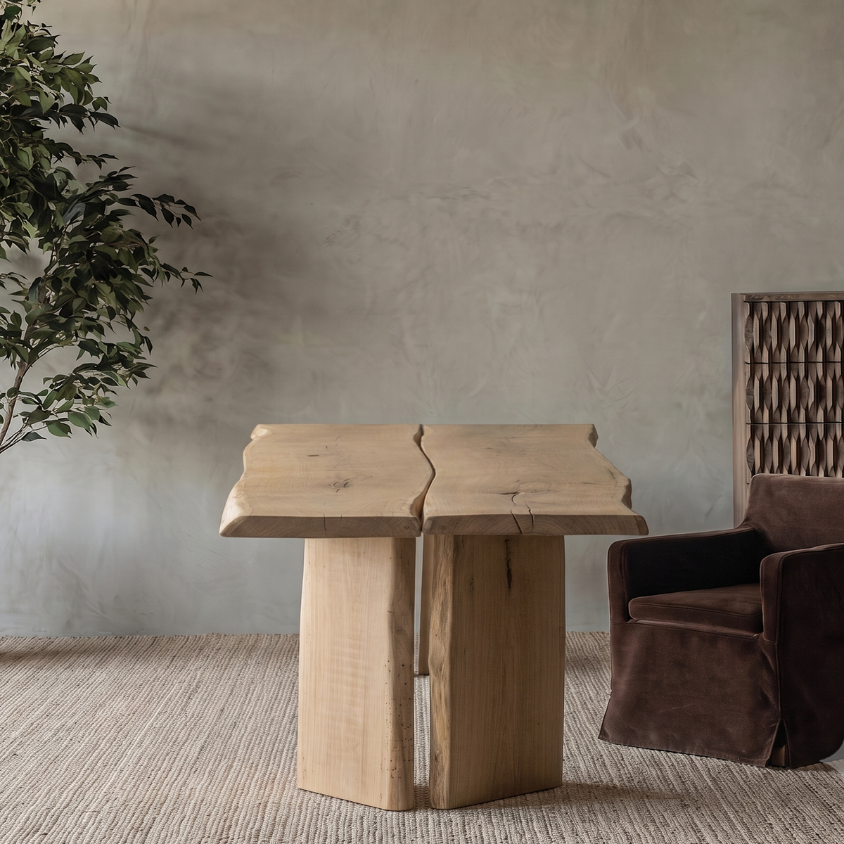 Palma Solid Oak Wood Long Dining Table