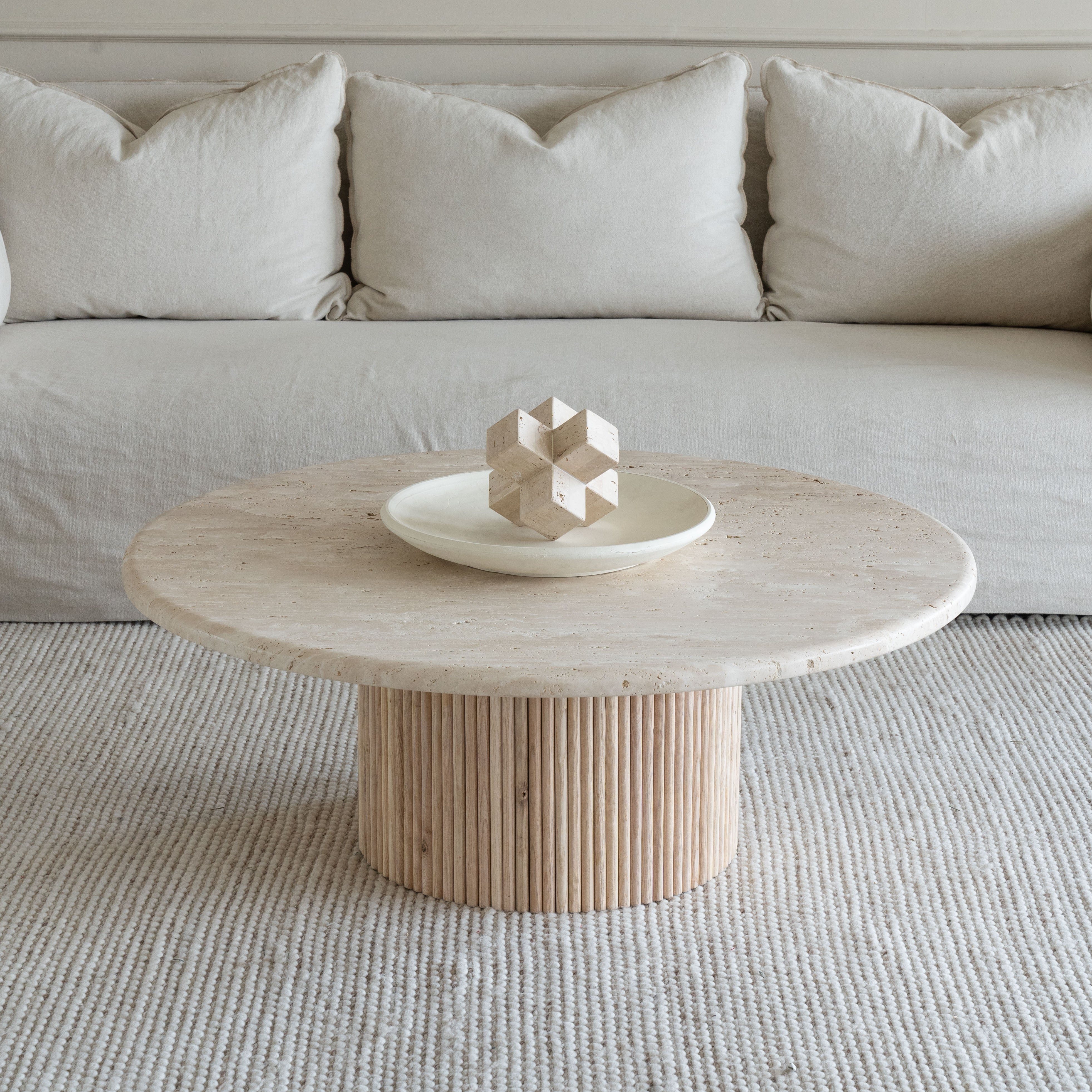 Palm Round Coffee Table - Fluted Base - Coffee Tables - WS Living Furniture Furniture Store in Dubai