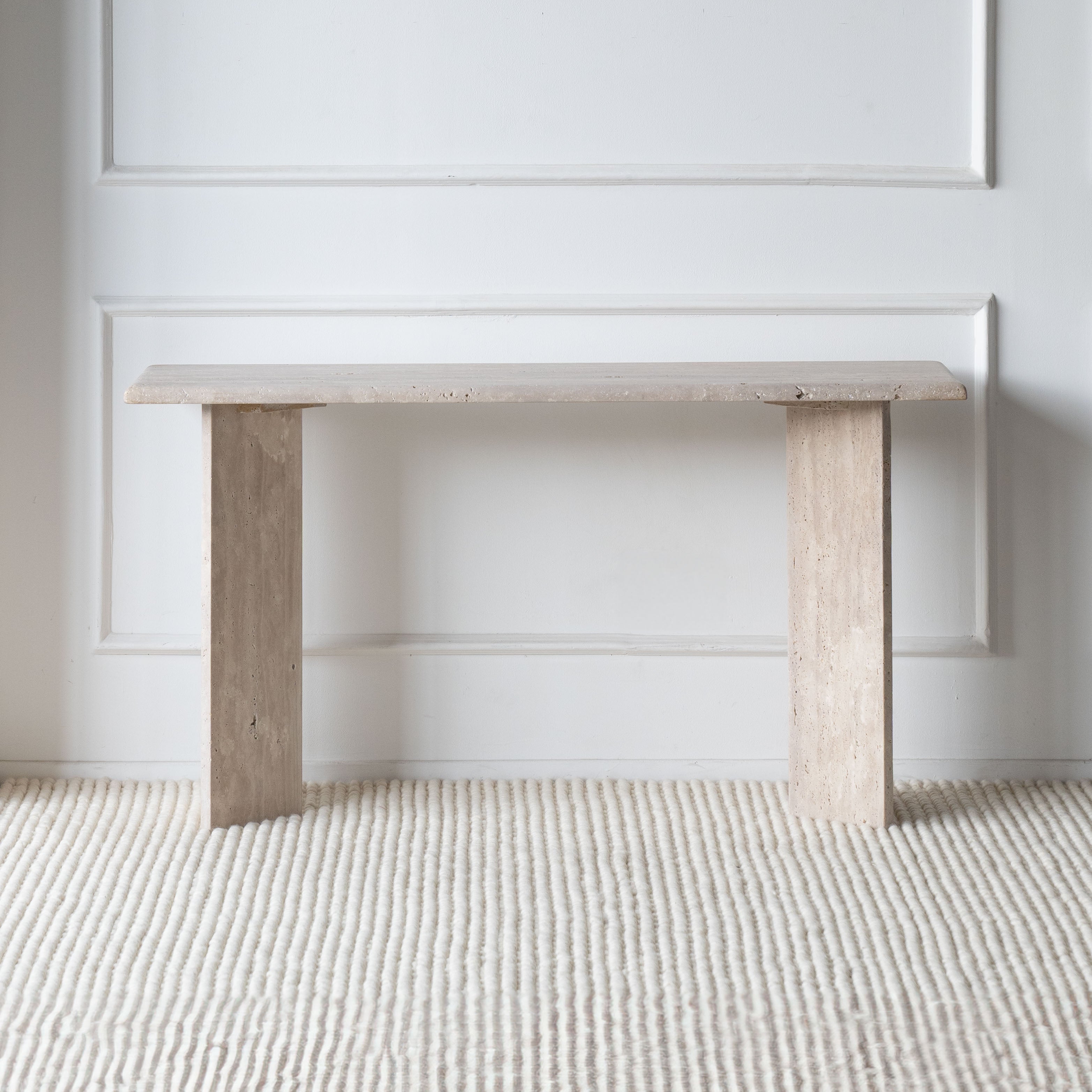 Palm Rectangle Travertine Marble Console - Consoles - WS Living Furniture Furniture Store in Dubai