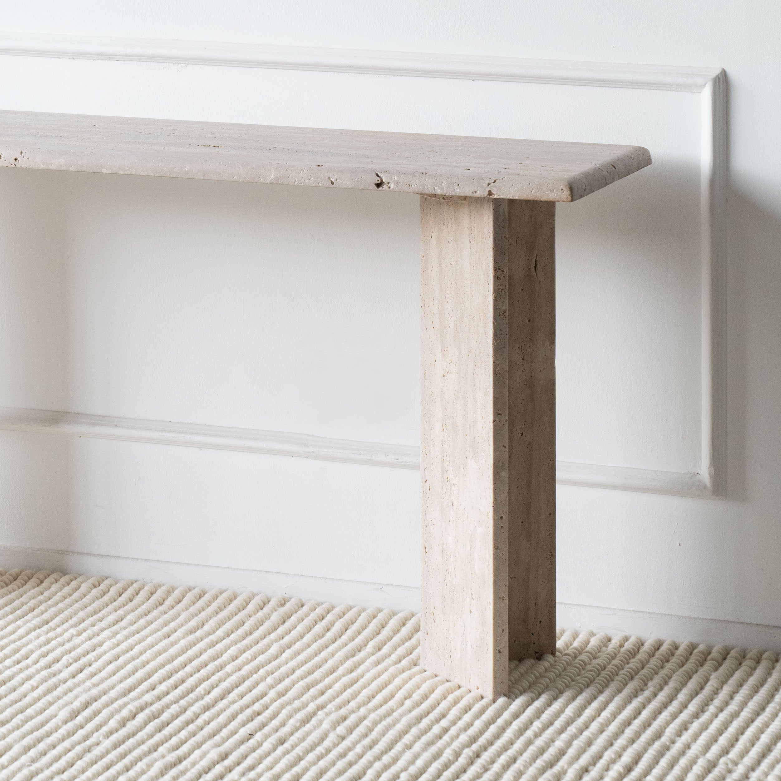 Palm Rectangle Travertine Marble Console - Consoles - WS Living Furniture Furniture Store in Dubai