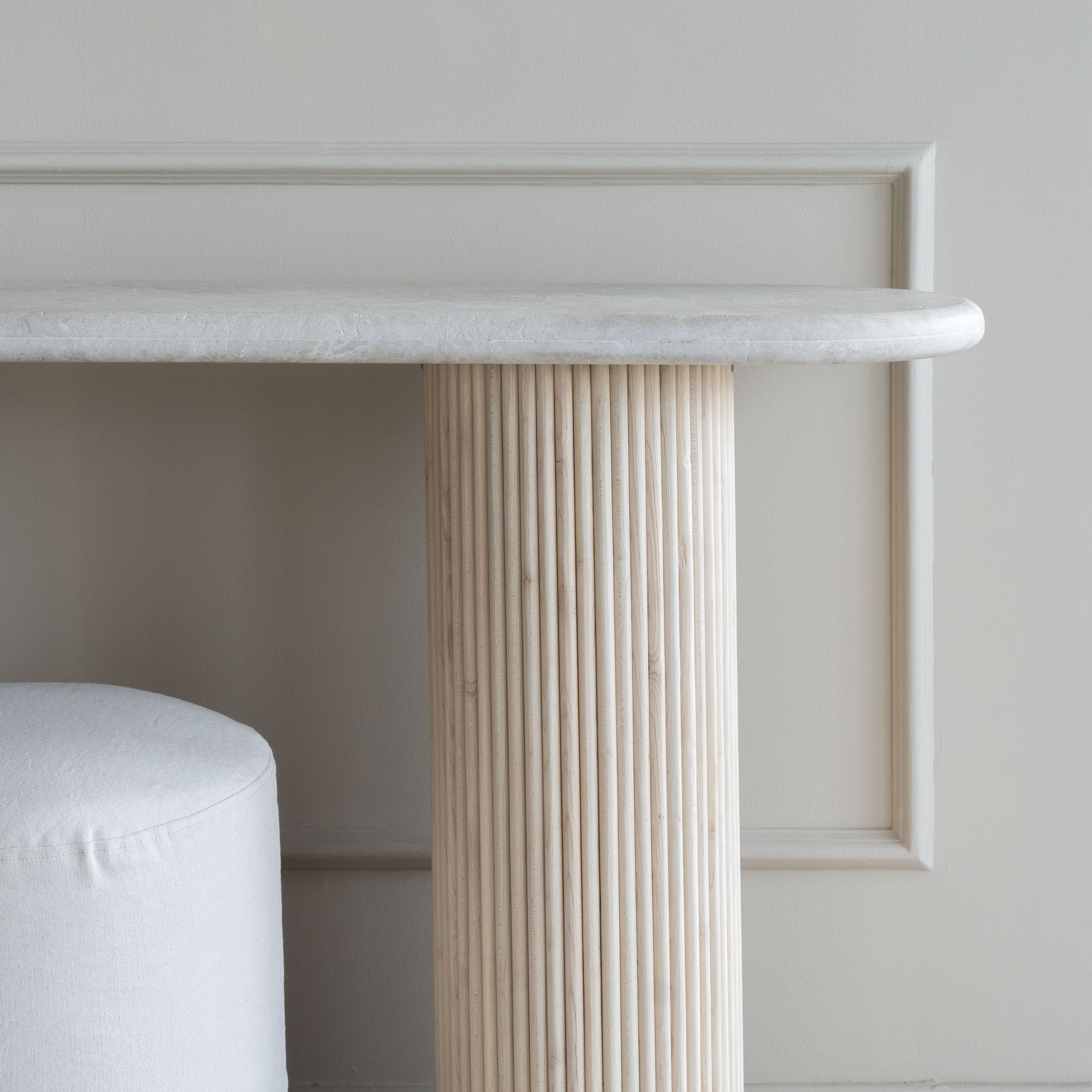 Palm Oval Console-Fluted Base - Console Tables - WS Living Furniture Furniture Store in Dubai